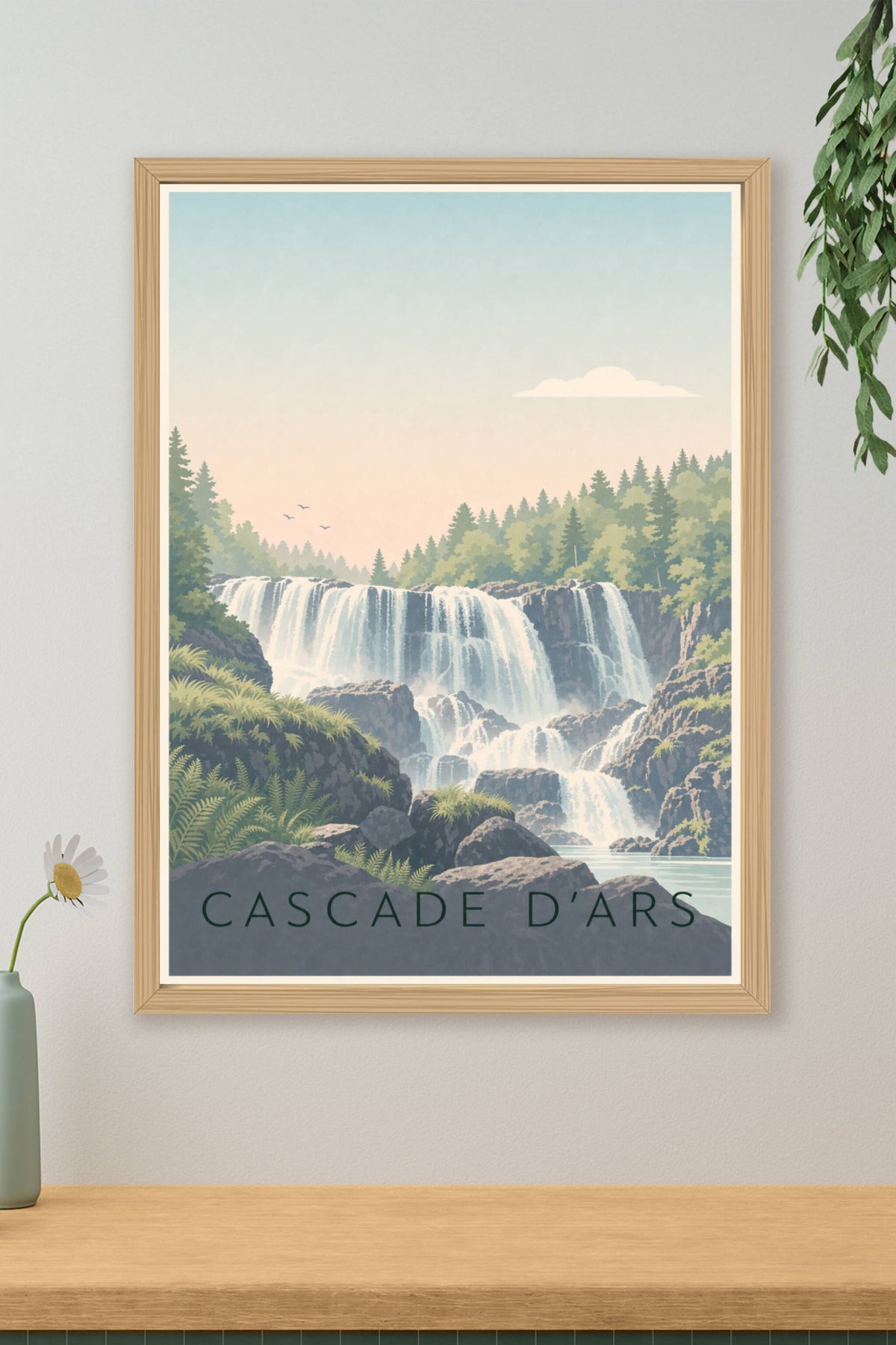 Affiche de la Cascade d'Ars, poster Pyrénées