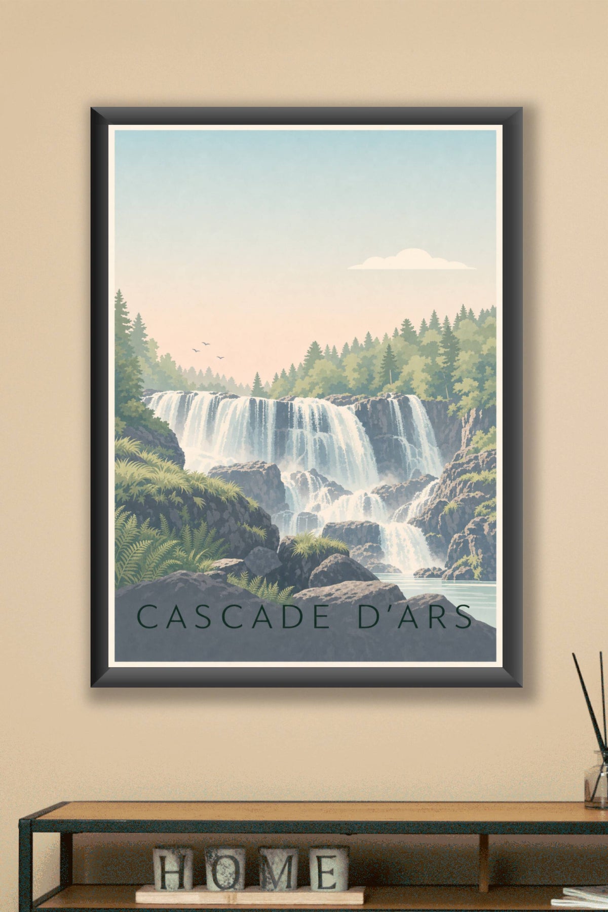 Affiche de la Cascade d'Ars, poster Pyrénées