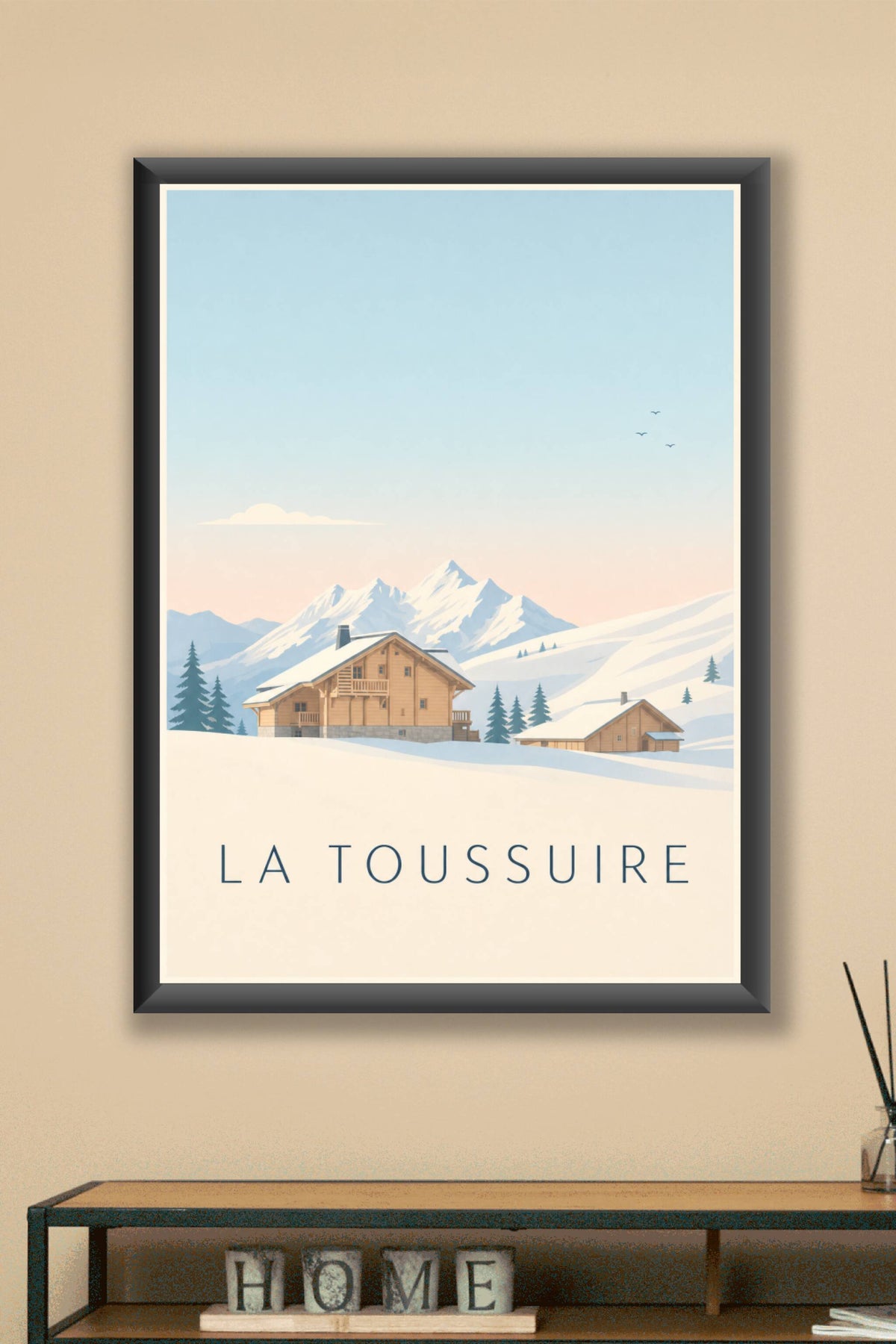 Affiche de La Toussuire, poster chalet de montagne