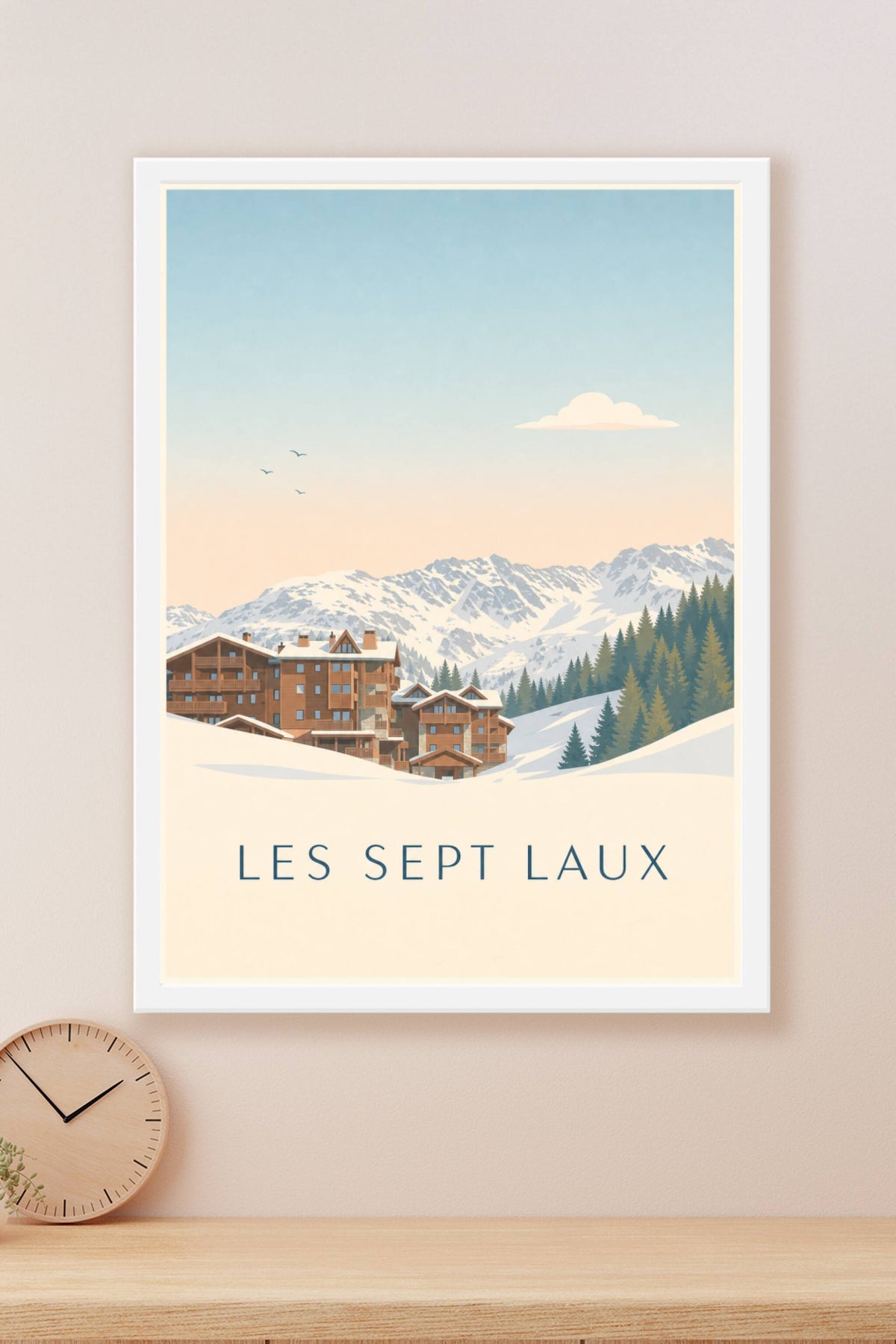 Affiche des Sept Laux, poster chalets de montagne