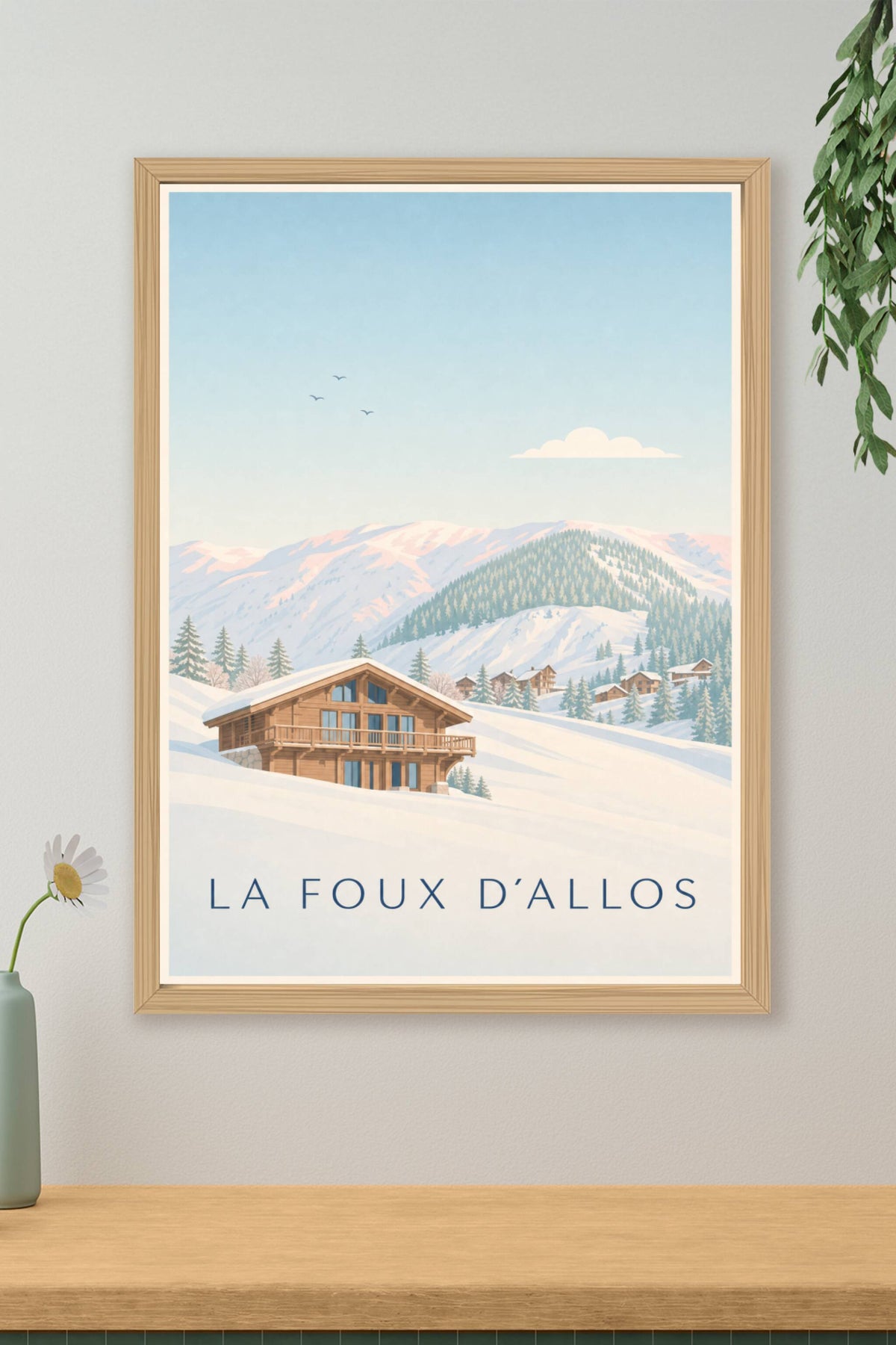 Affiche de La Foux d'Allos, poster chalet de montagne