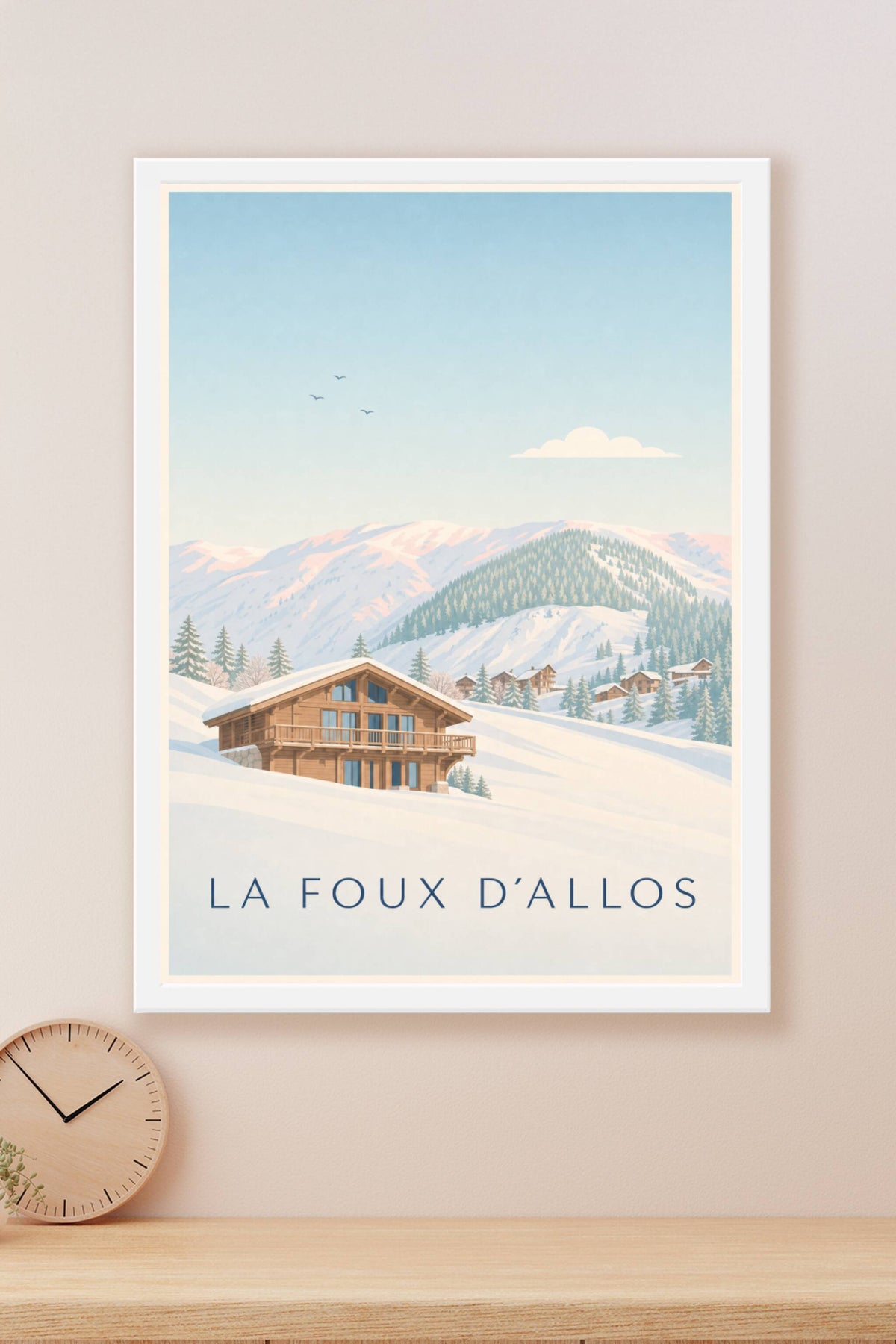 Affiche de La Foux d'Allos, poster chalet de montagne