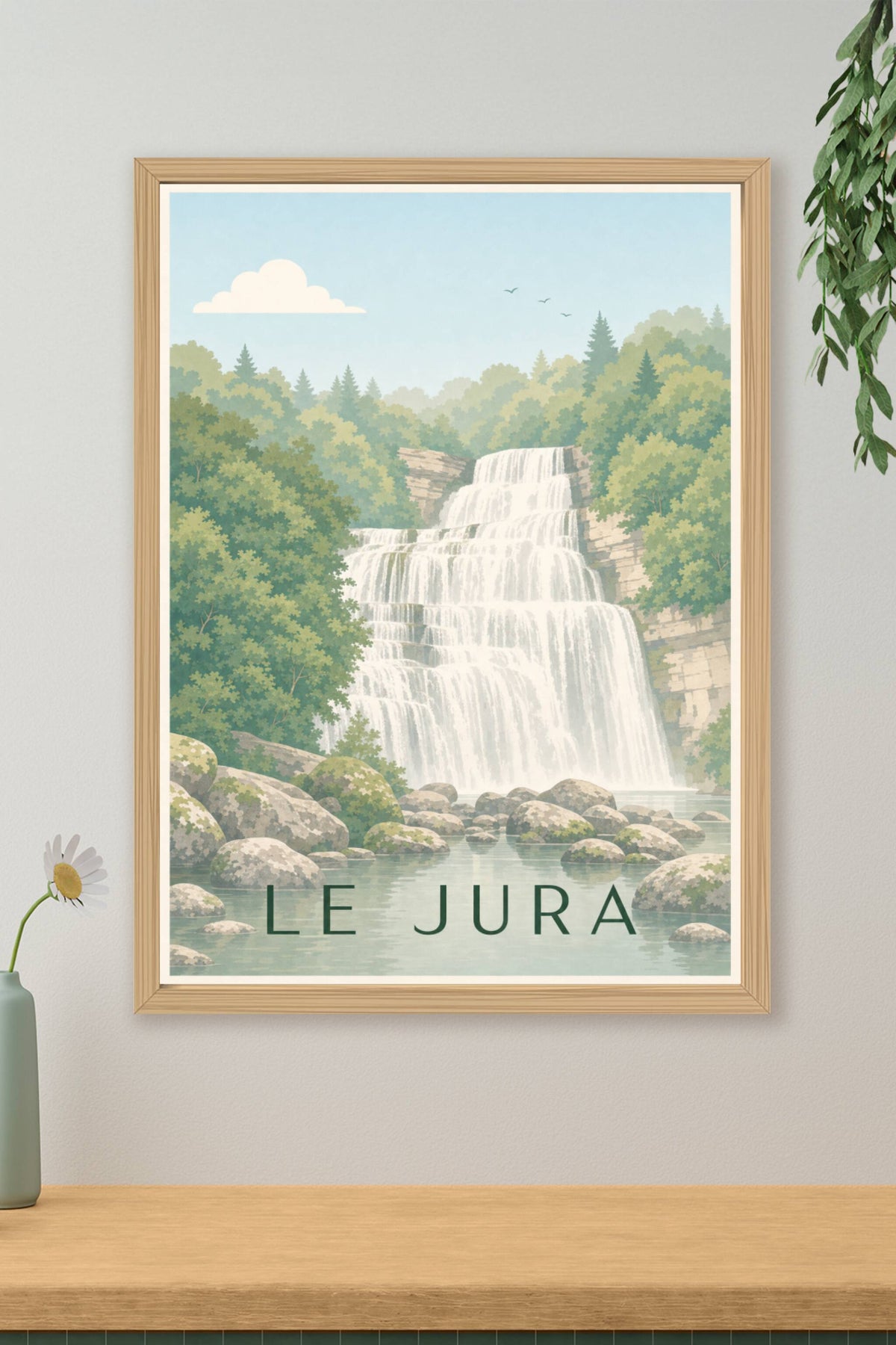 Affiche du Jura, poster cascade naturelle