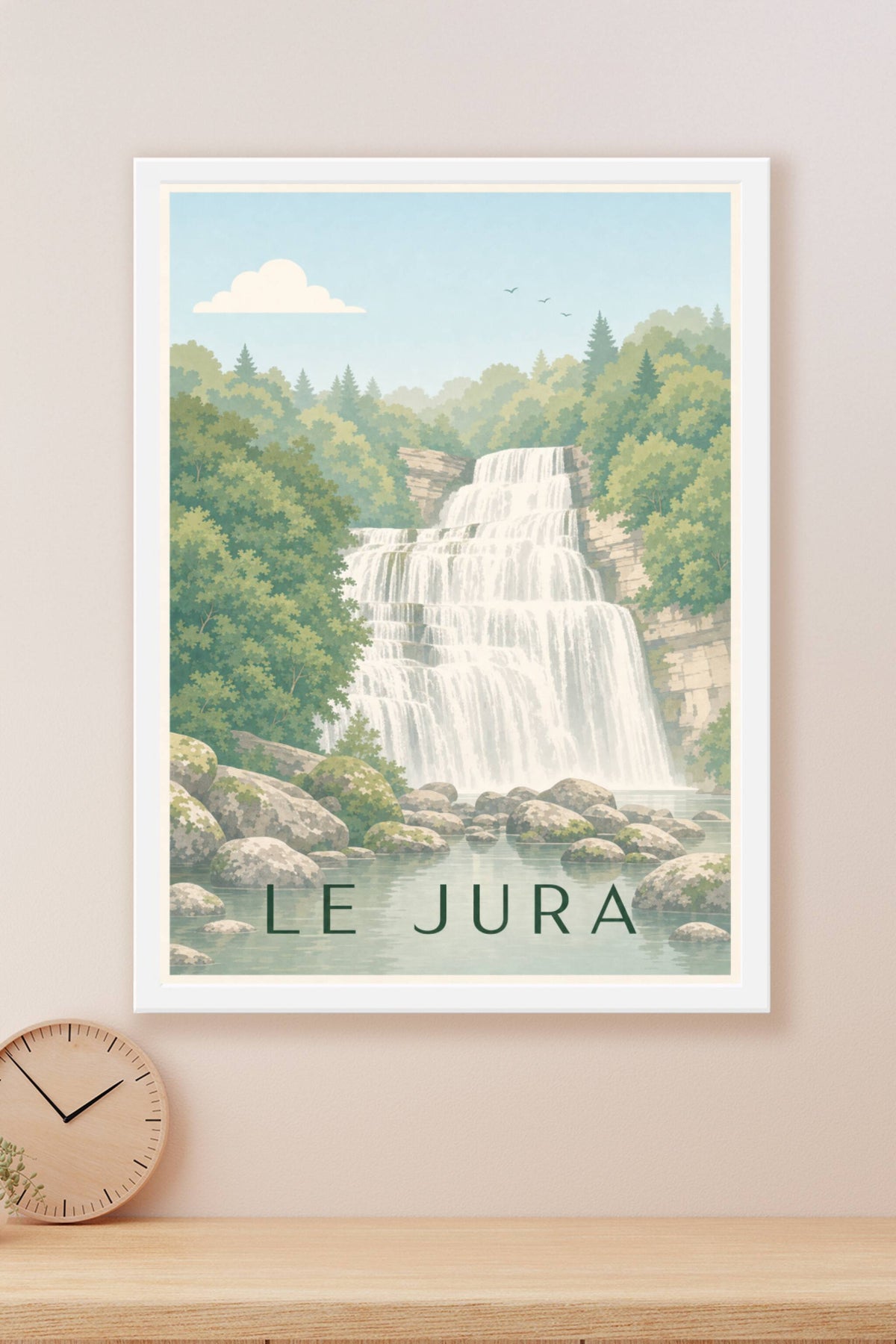 Affiche du Jura, poster cascade naturelle