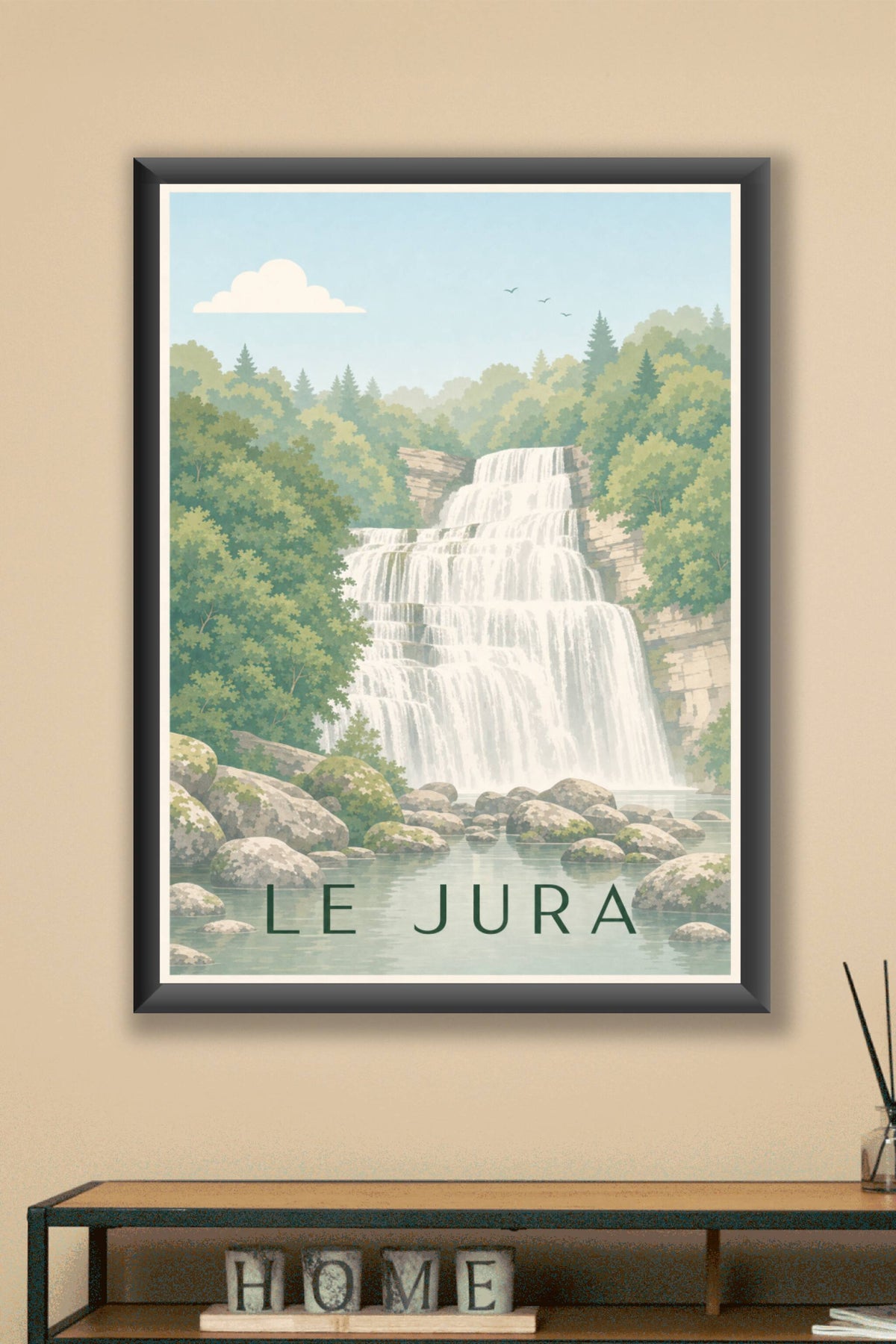 Affiche du Jura, poster cascade naturelle