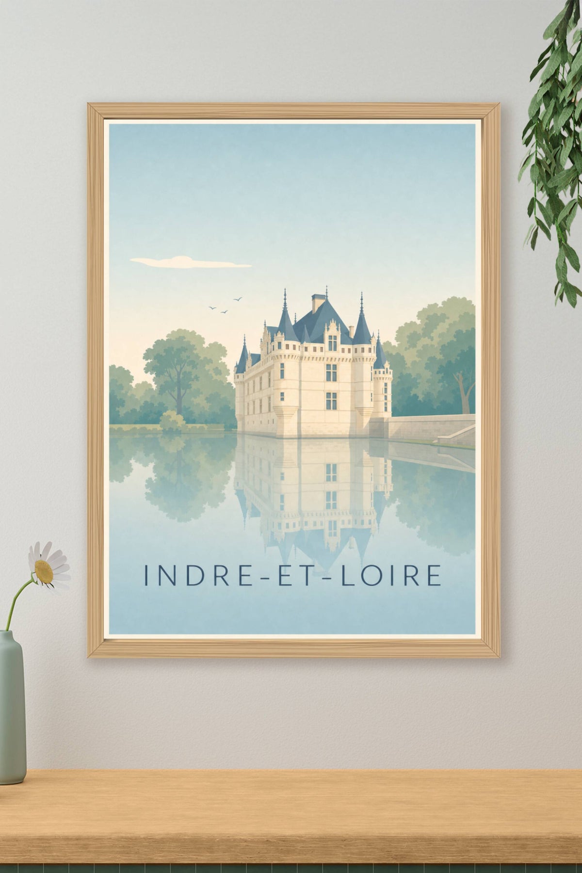 Affiche d'Indre-et-Loire, poster reflet sur l'eau