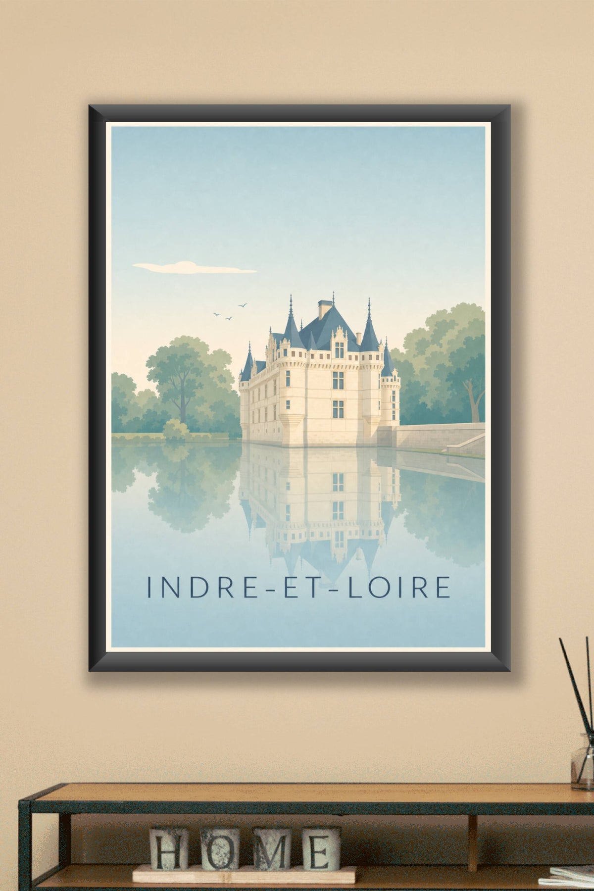 Affiche d'Indre-et-Loire, poster reflet sur l'eau