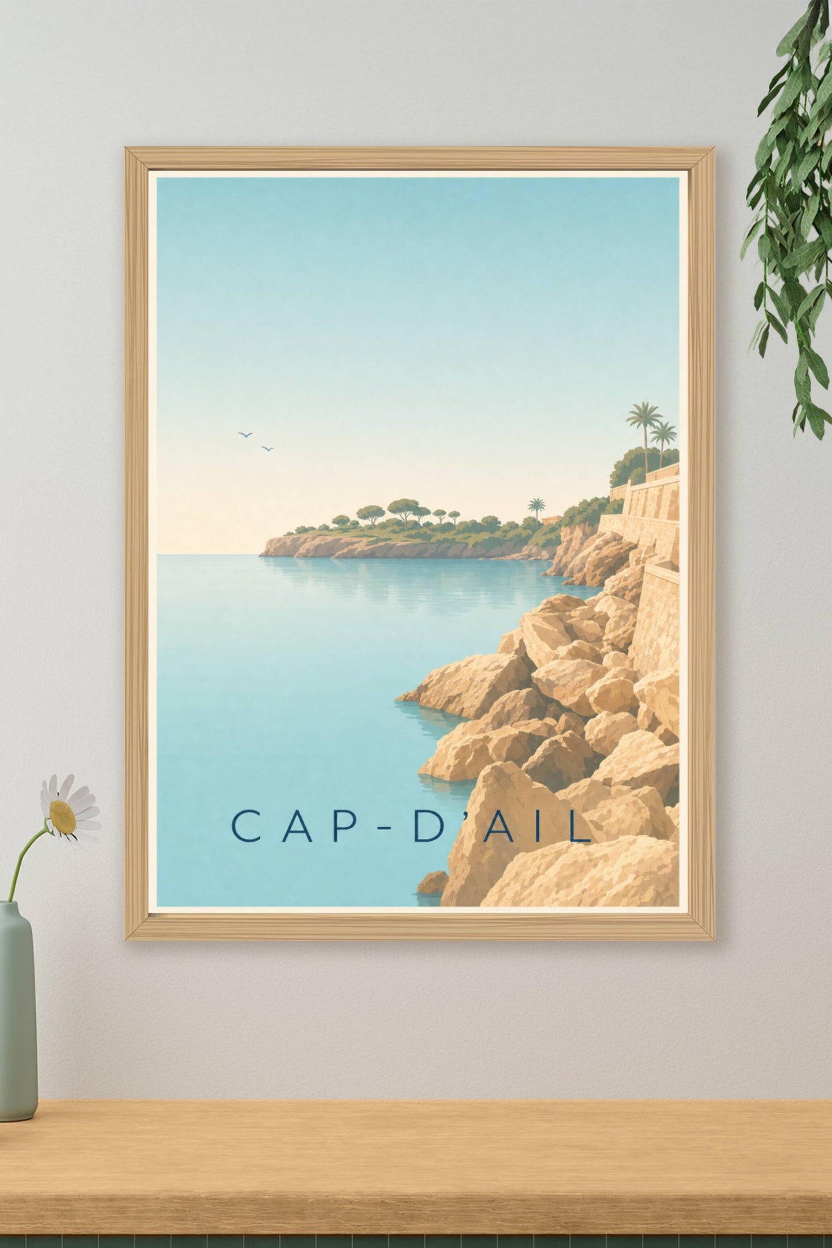 Affiche de Cap-d'Ail, poster rochers dorés