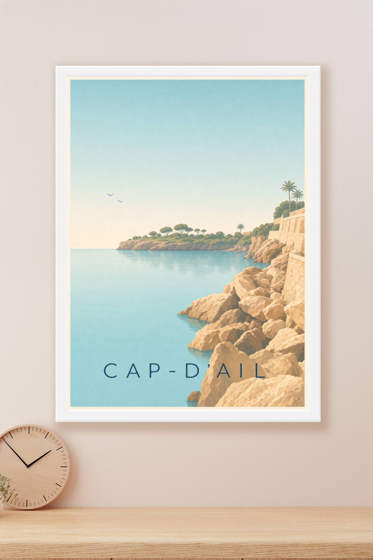 Affiche de Cap-d'Ail, poster rochers dorés