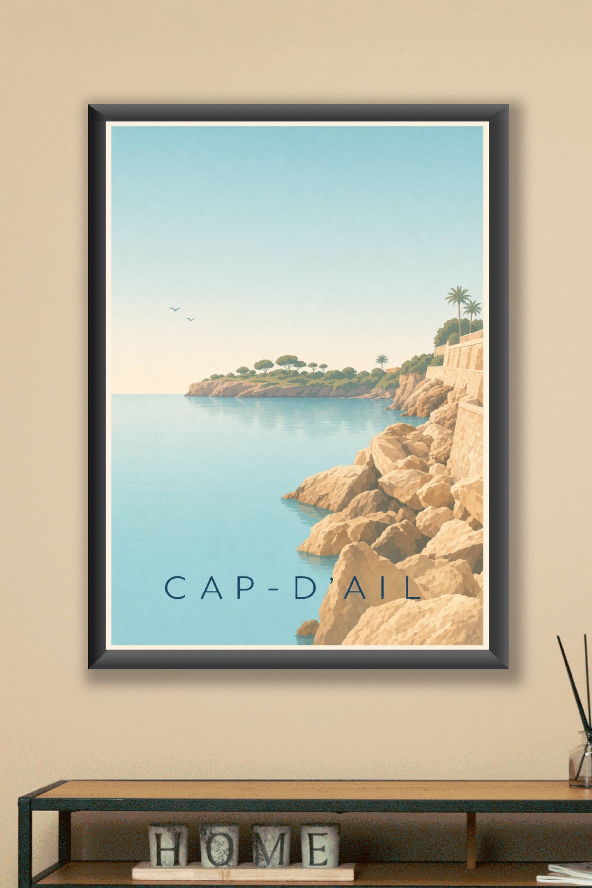 Affiche de Cap-d'Ail, poster rochers dorés