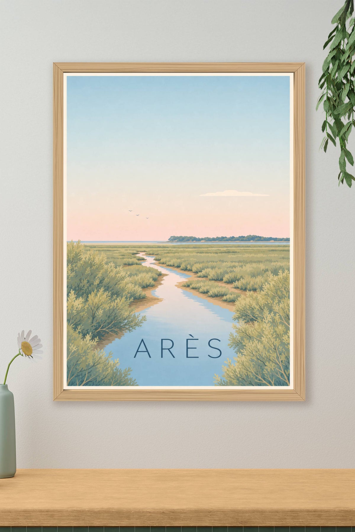 Affiche d'Arès, poster prés salés vintage