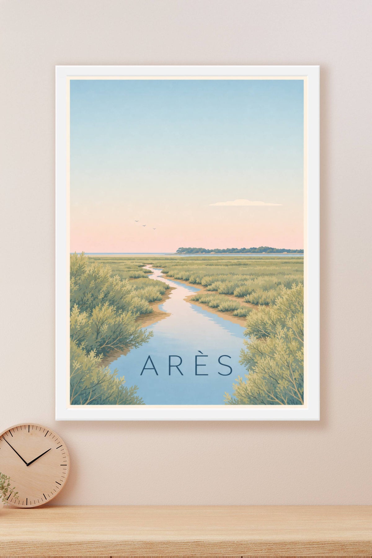 Affiche d'Arès, poster prés salés vintage