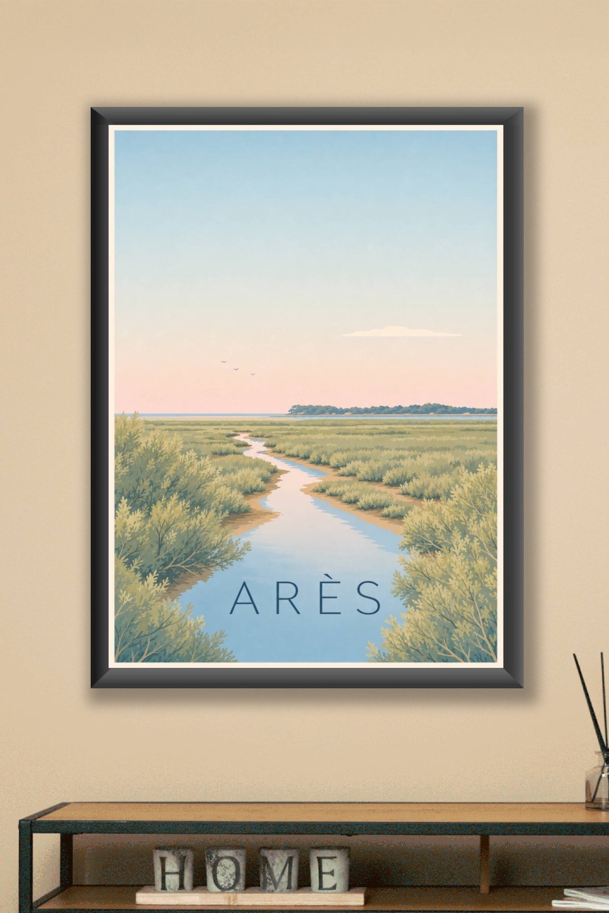 Affiche d'Arès, poster prés salés vintage