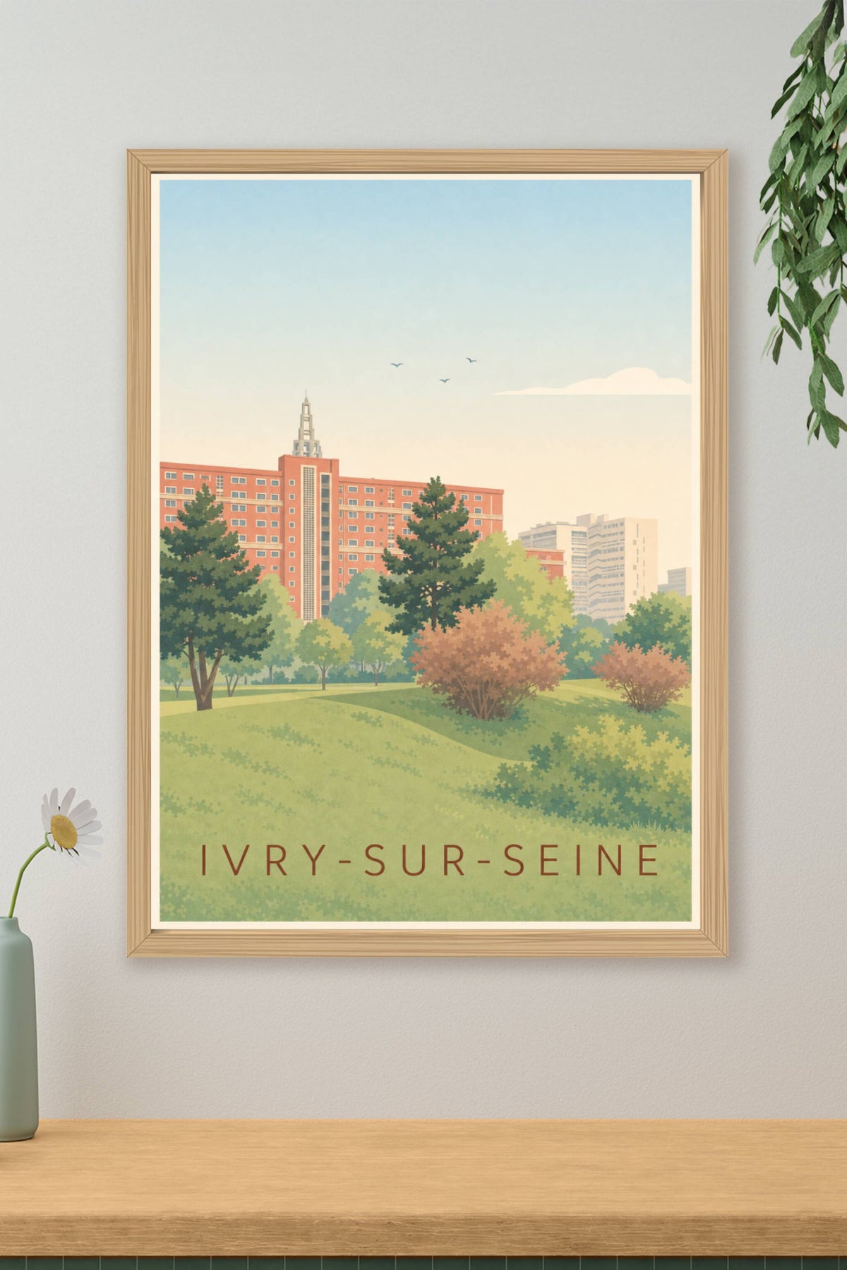 Affiche d'Ivry-sur-Seine, poster brique rouge