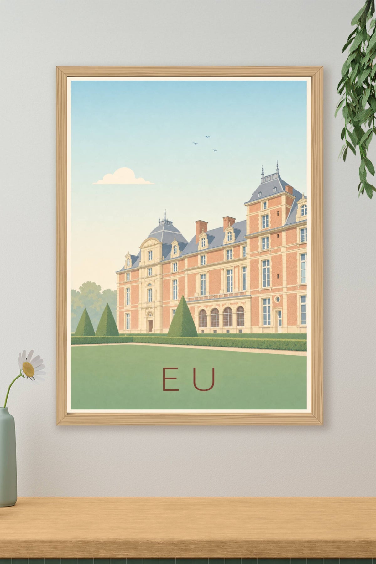 Affiche d'Eu, poster château de briques rouges