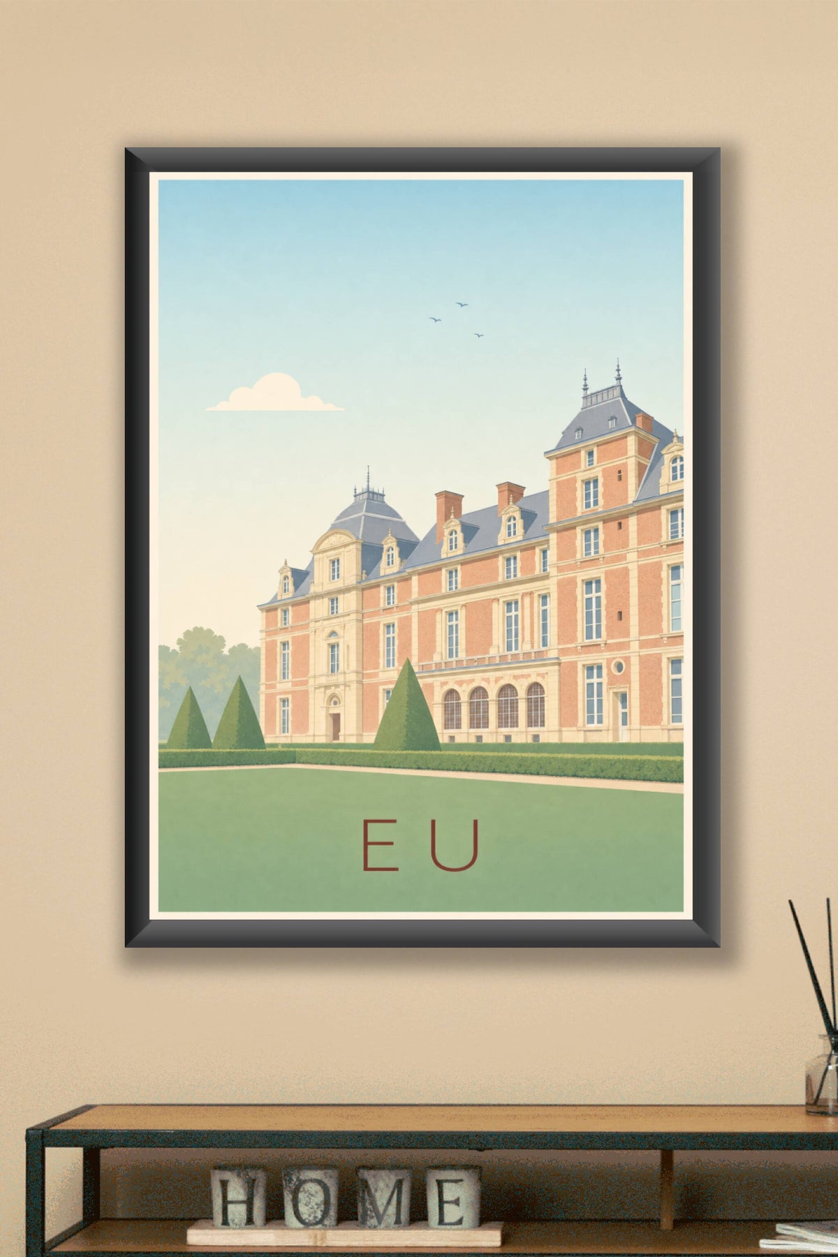 Affiche d'Eu, poster château de briques rouges