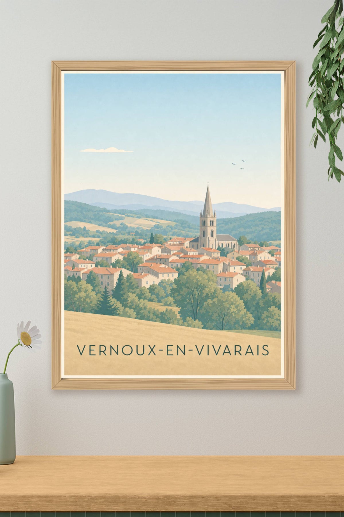 Affiche de Vernoux-en-Vivarais, poster village Ardèche
