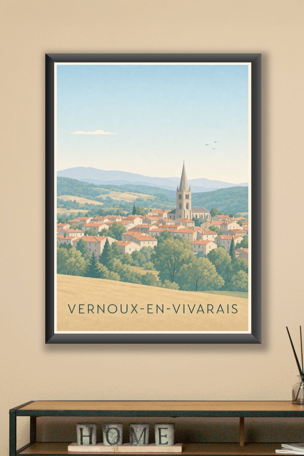 Affiche de Vernoux-en-Vivarais, poster village Ardèche