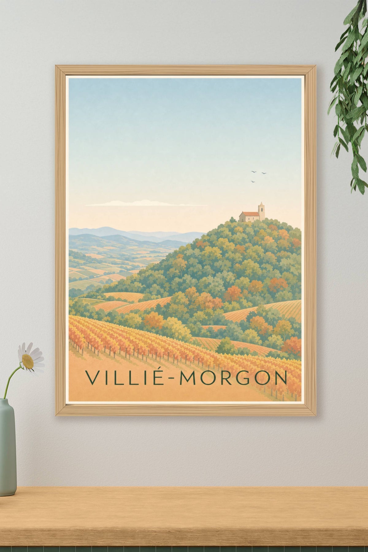 Affiche de Villié-Morgon, poster vignes du Beaujolais
