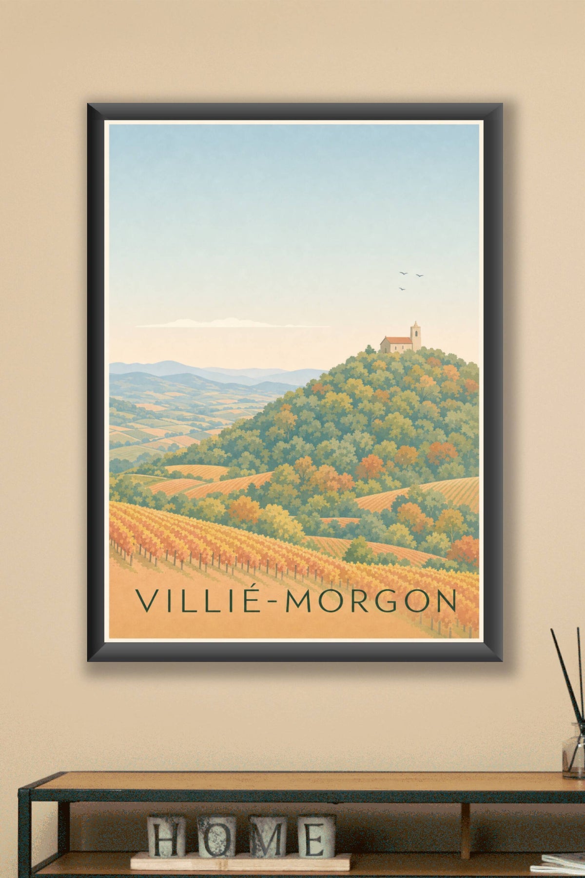Affiche de Villié-Morgon, poster vignes du Beaujolais