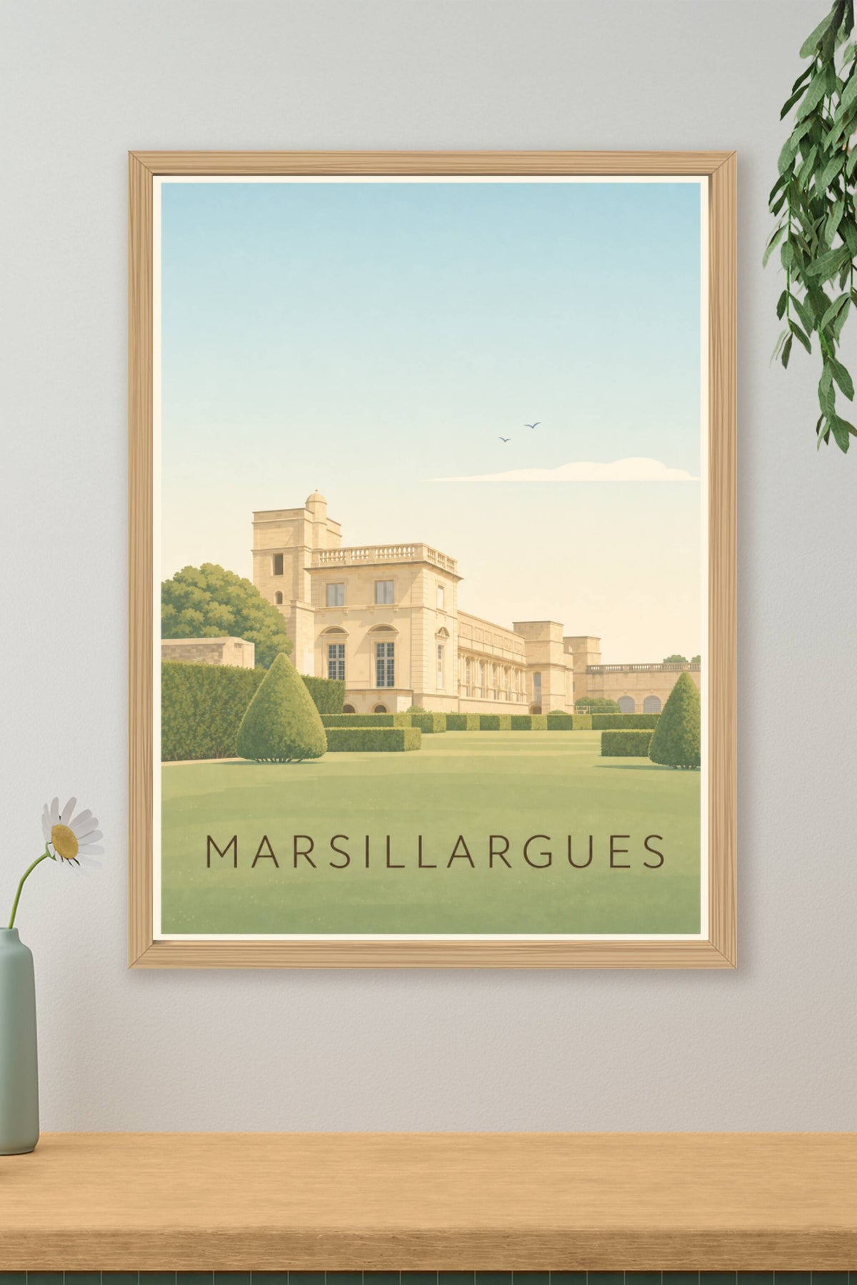 Affiche de Marsillargues, poster château vintage