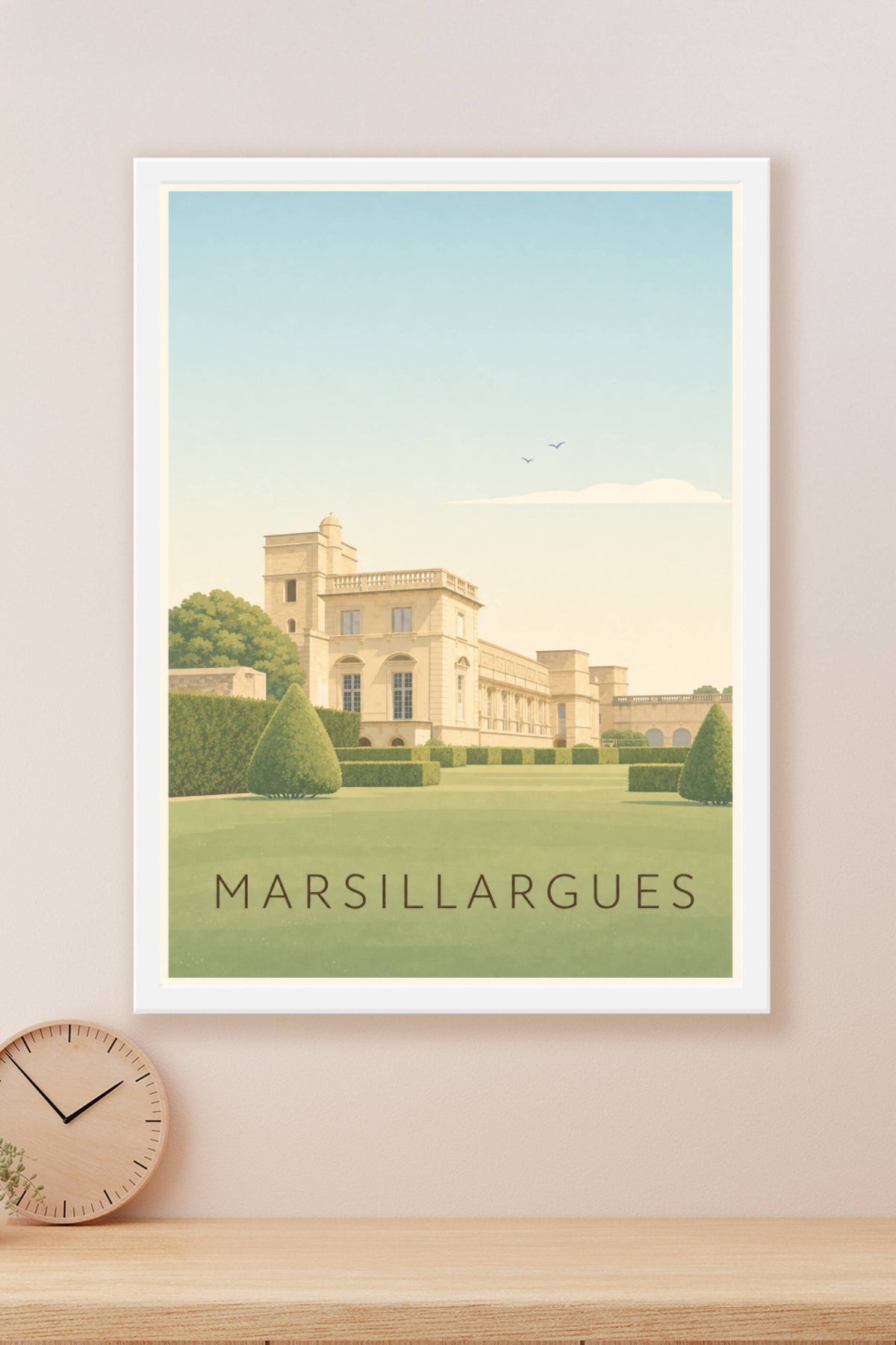Affiche de Marsillargues, poster château vintage