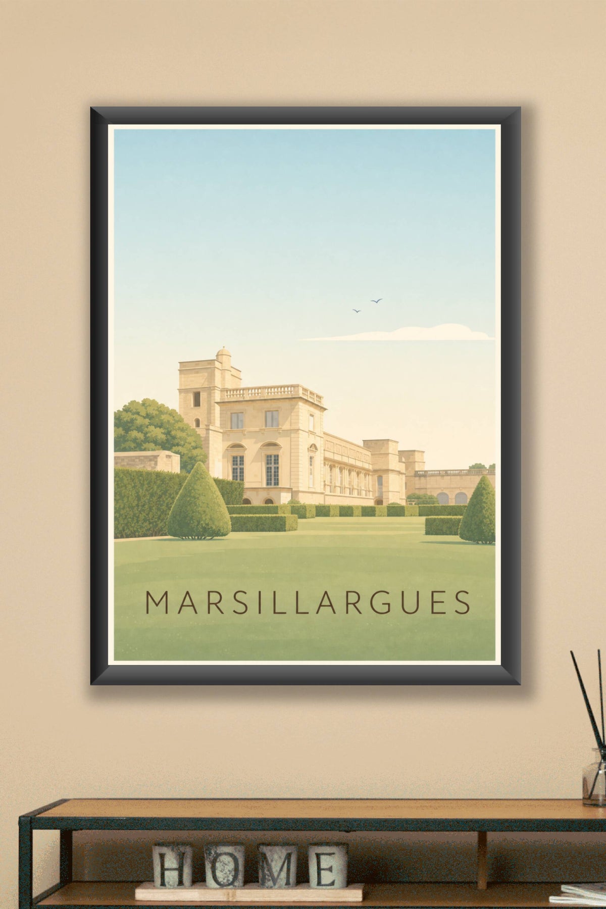 Affiche de Marsillargues, poster château vintage
