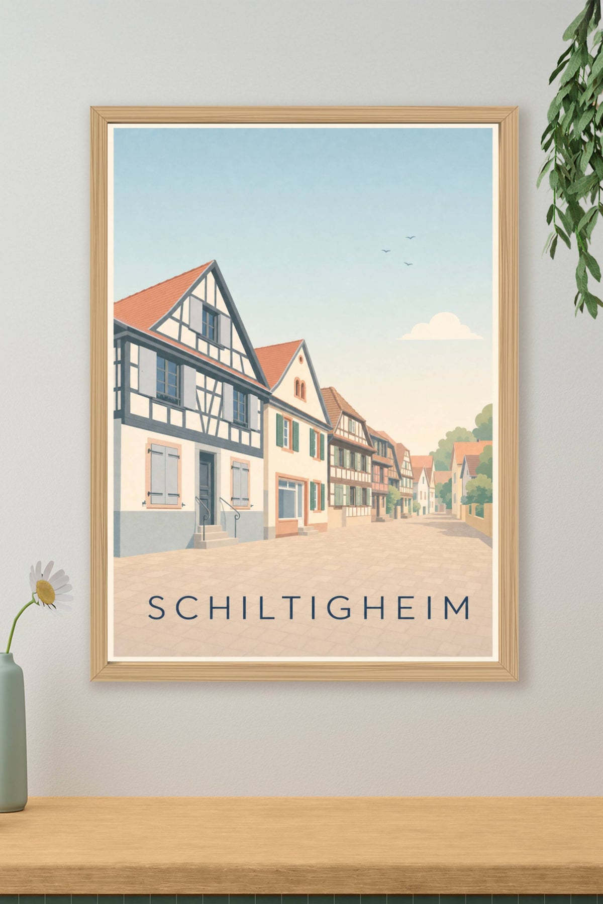 Affiche de Schiltigheim, poster maisons à colombages