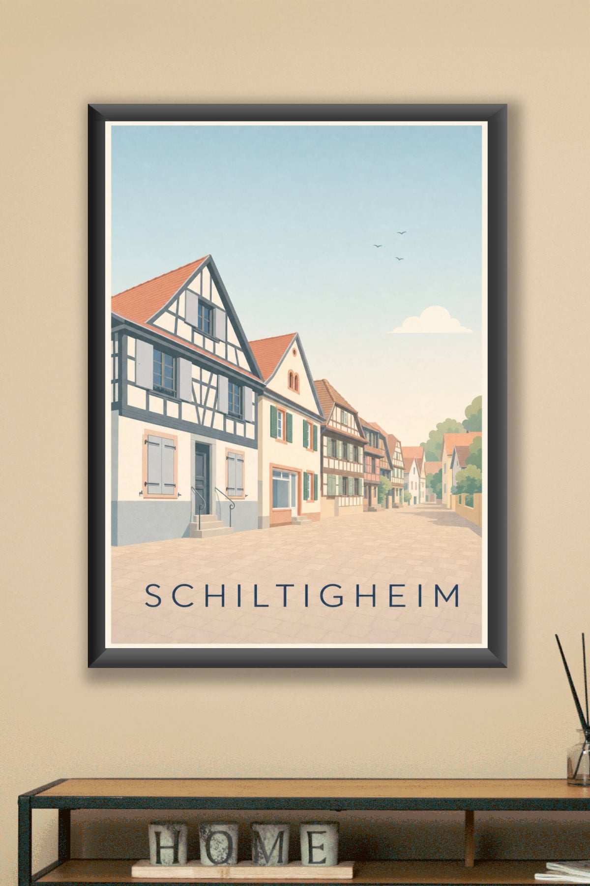 Affiche de Schiltigheim, poster maisons à colombages