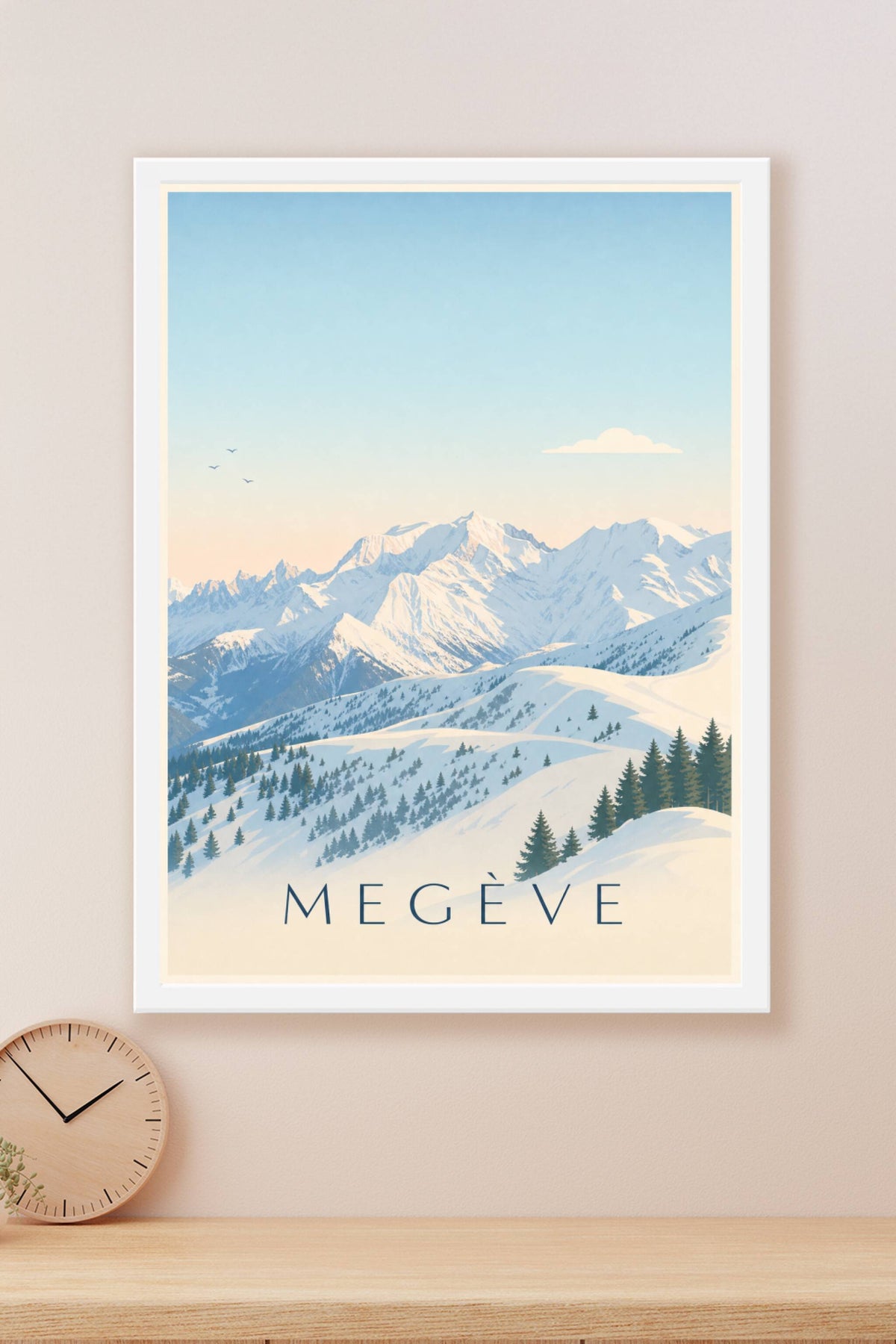 Affiche de Megève, poster Alpes et sapins