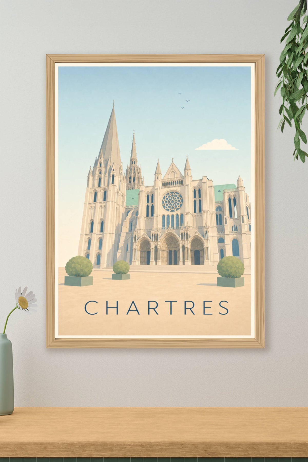 Affiche de Chartres, poster cathédrale de France
