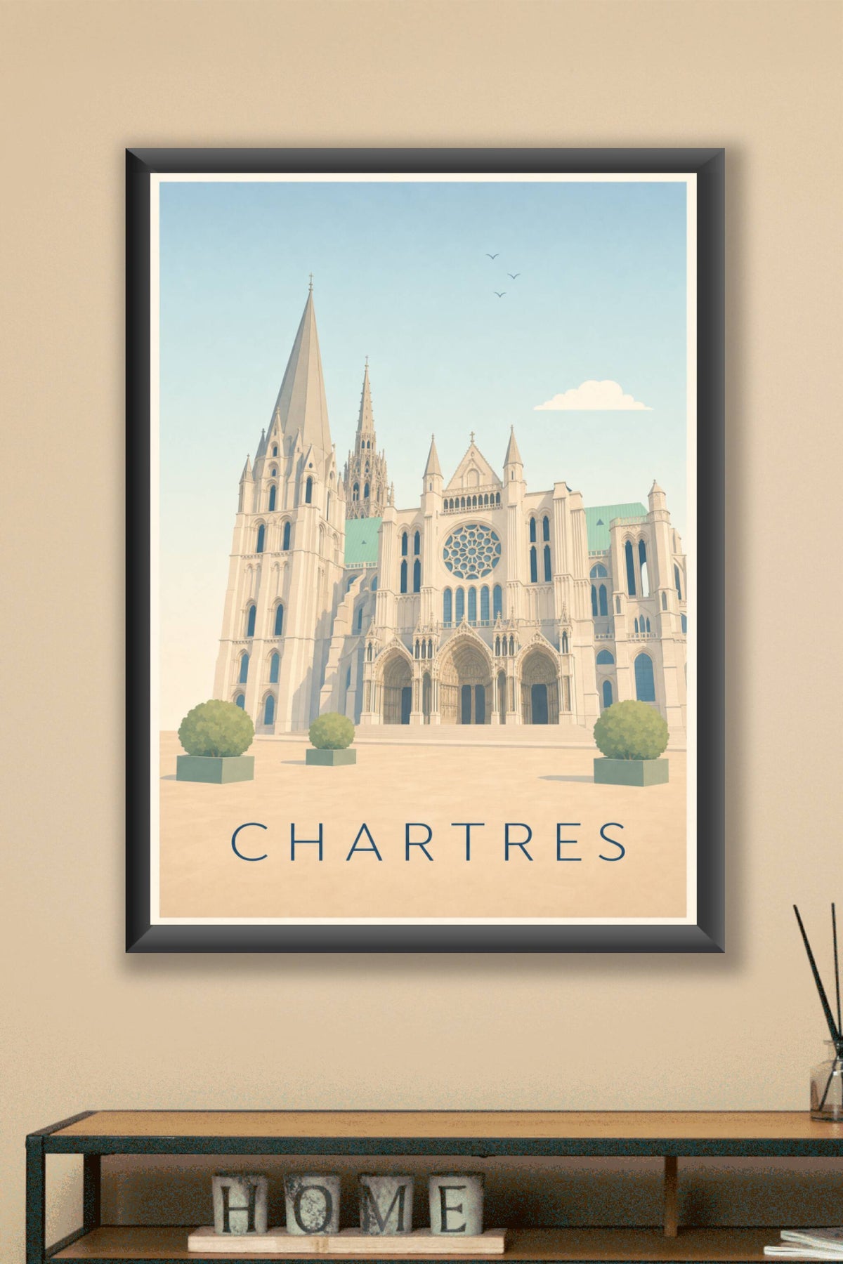 Affiche de Chartres, poster cathédrale de France