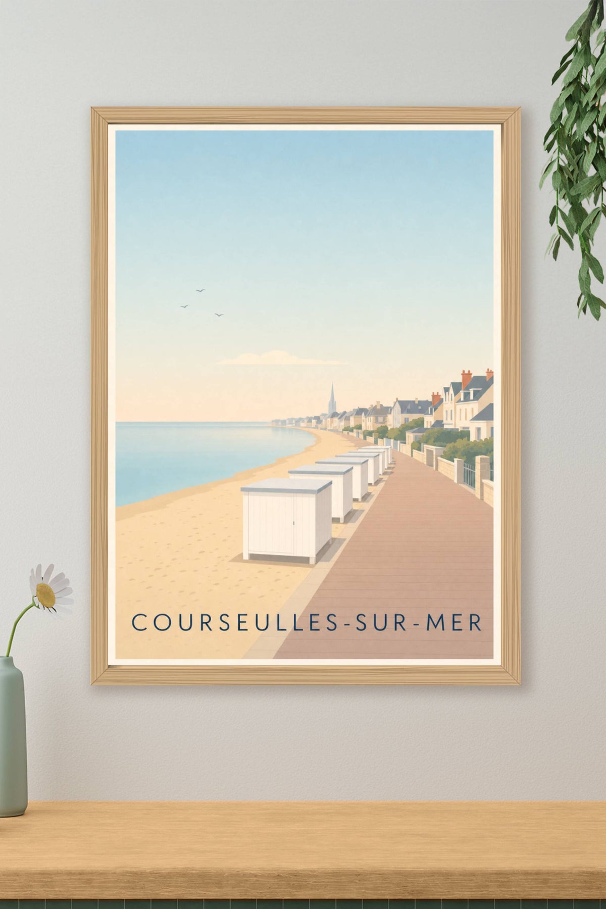 Affiche de Courseulles-sur-Mer, poster cabines de plage