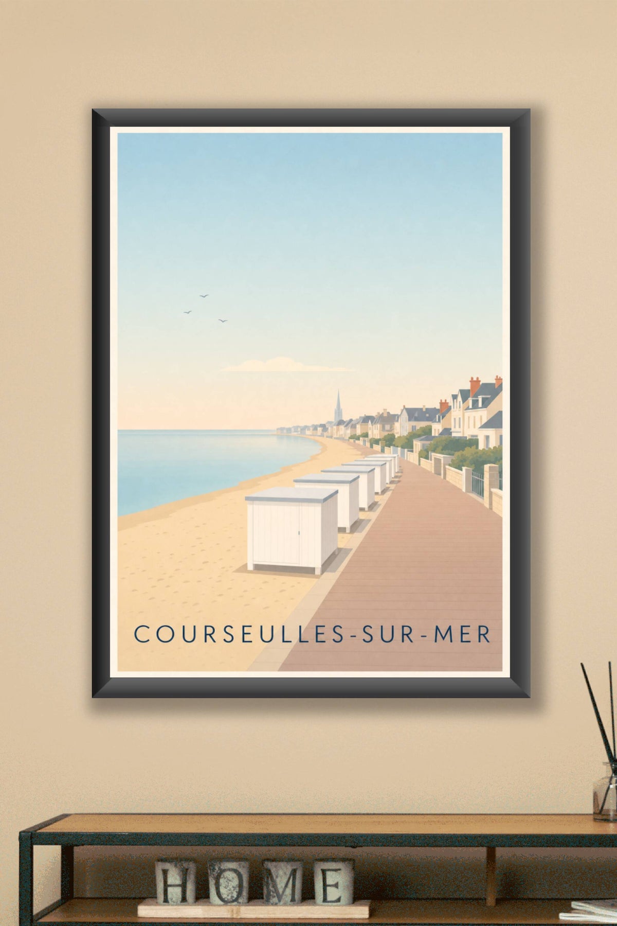 Affiche de Courseulles-sur-Mer, poster cabines de plage
