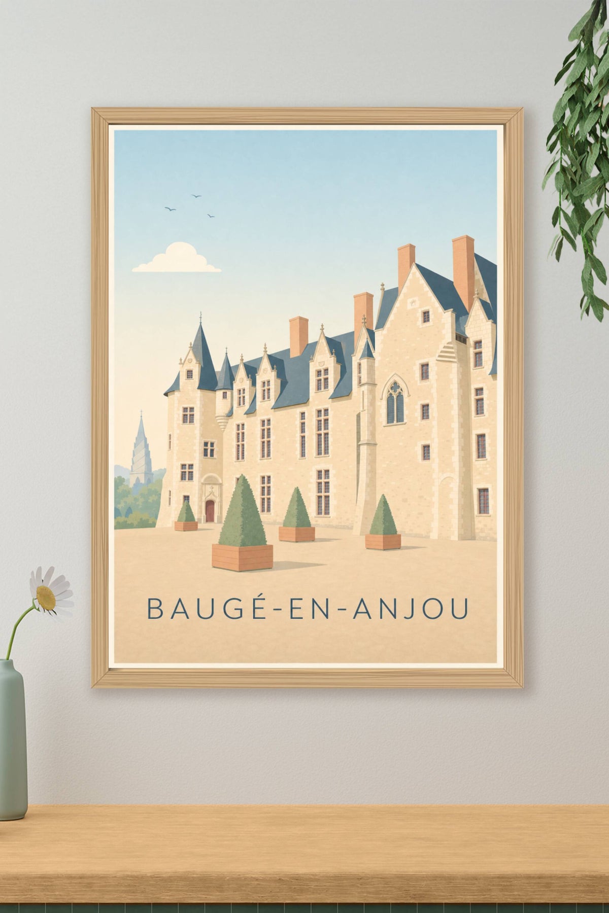 Affiche de Baugé-en-Anjou, poster château et tourelles