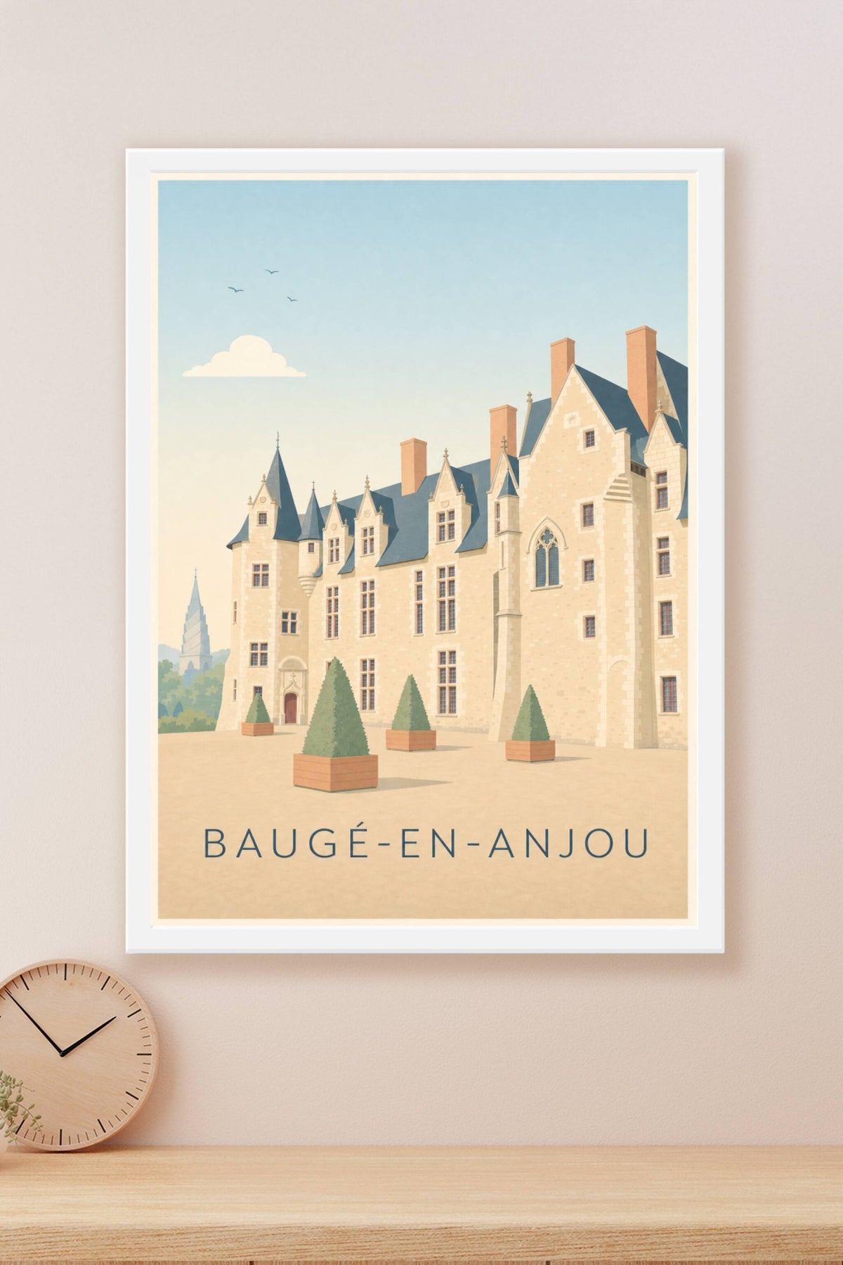 Affiche de Baugé-en-Anjou, poster château et tourelles