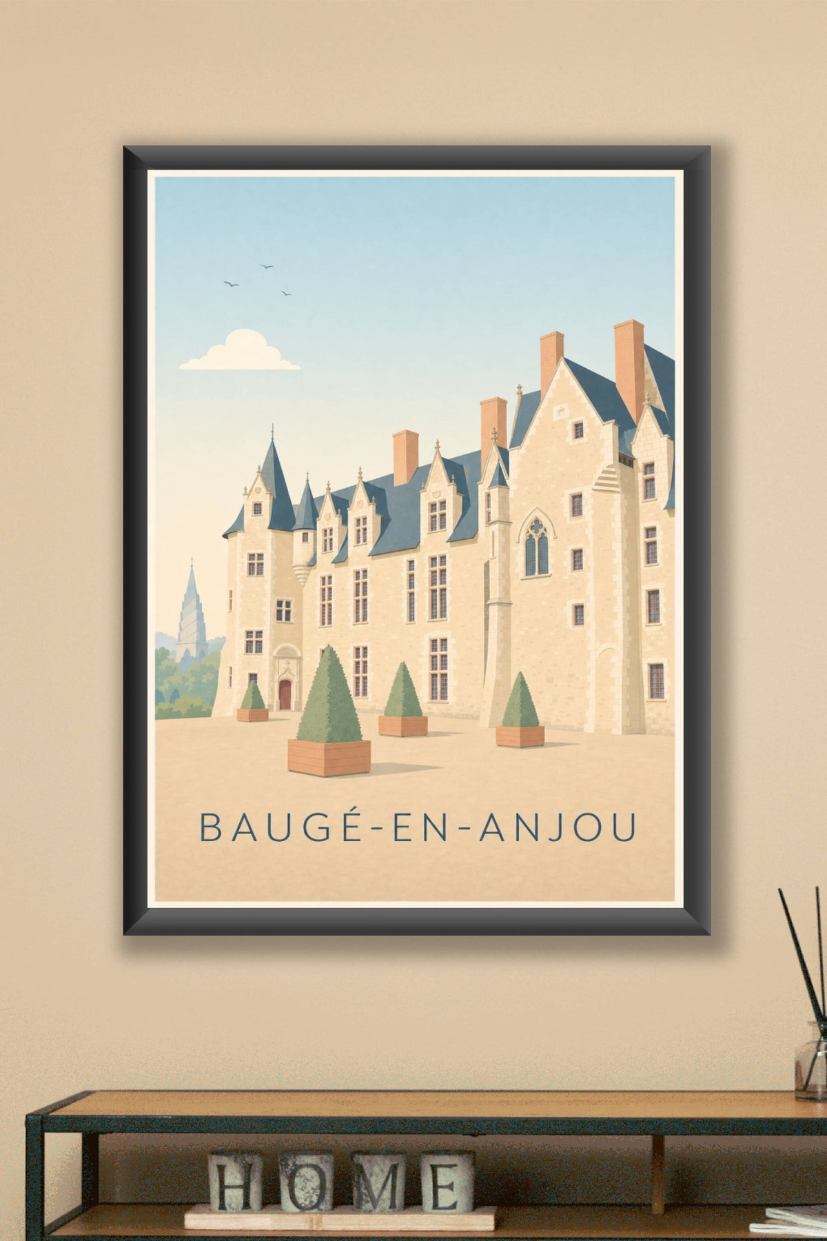 Affiche de Baugé-en-Anjou, poster château et tourelles