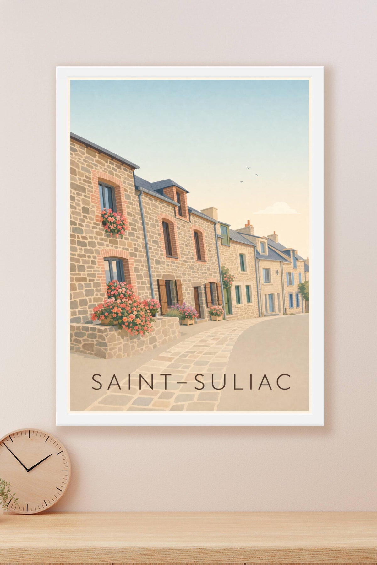 Affiche de Saint-Suliac, poster maisons en pierre