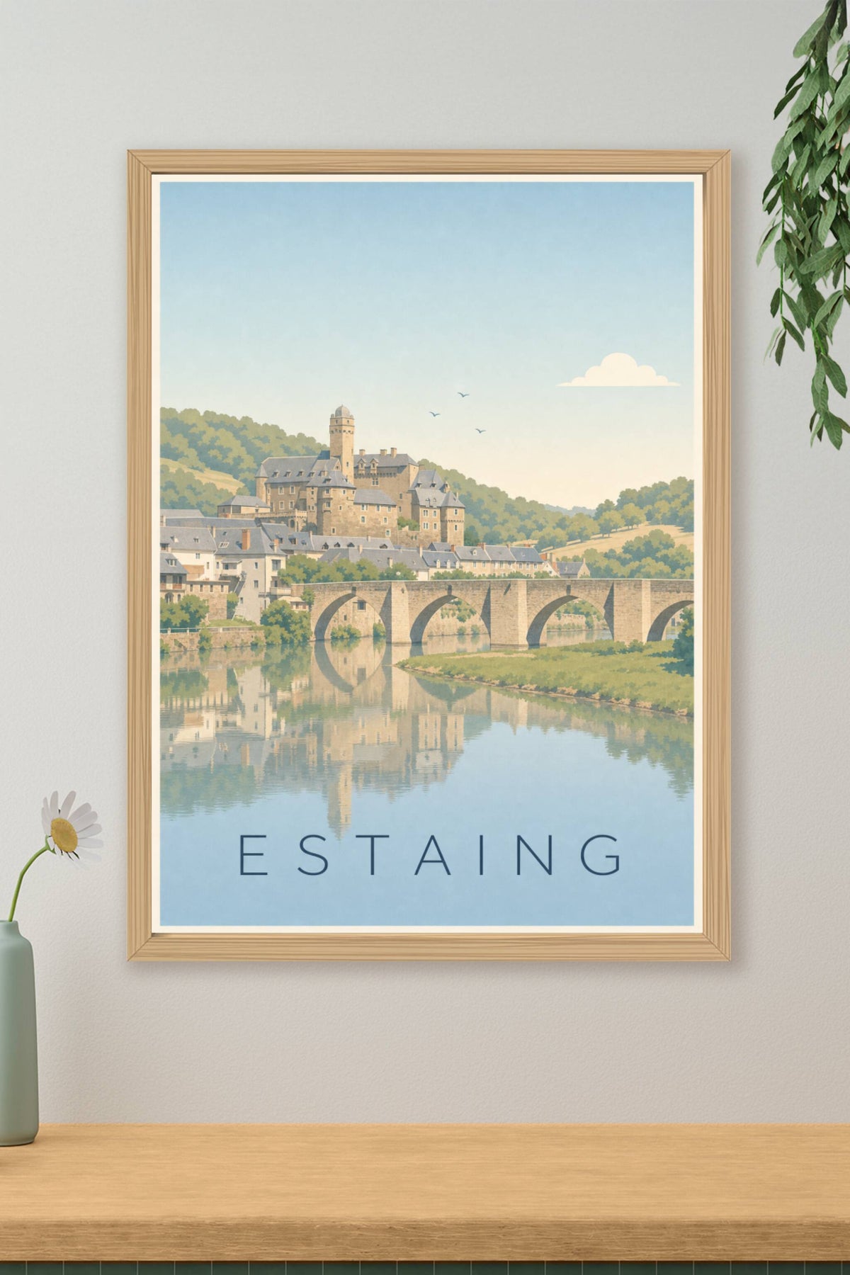 Affiche d'Estaing, poster pont médiéval
