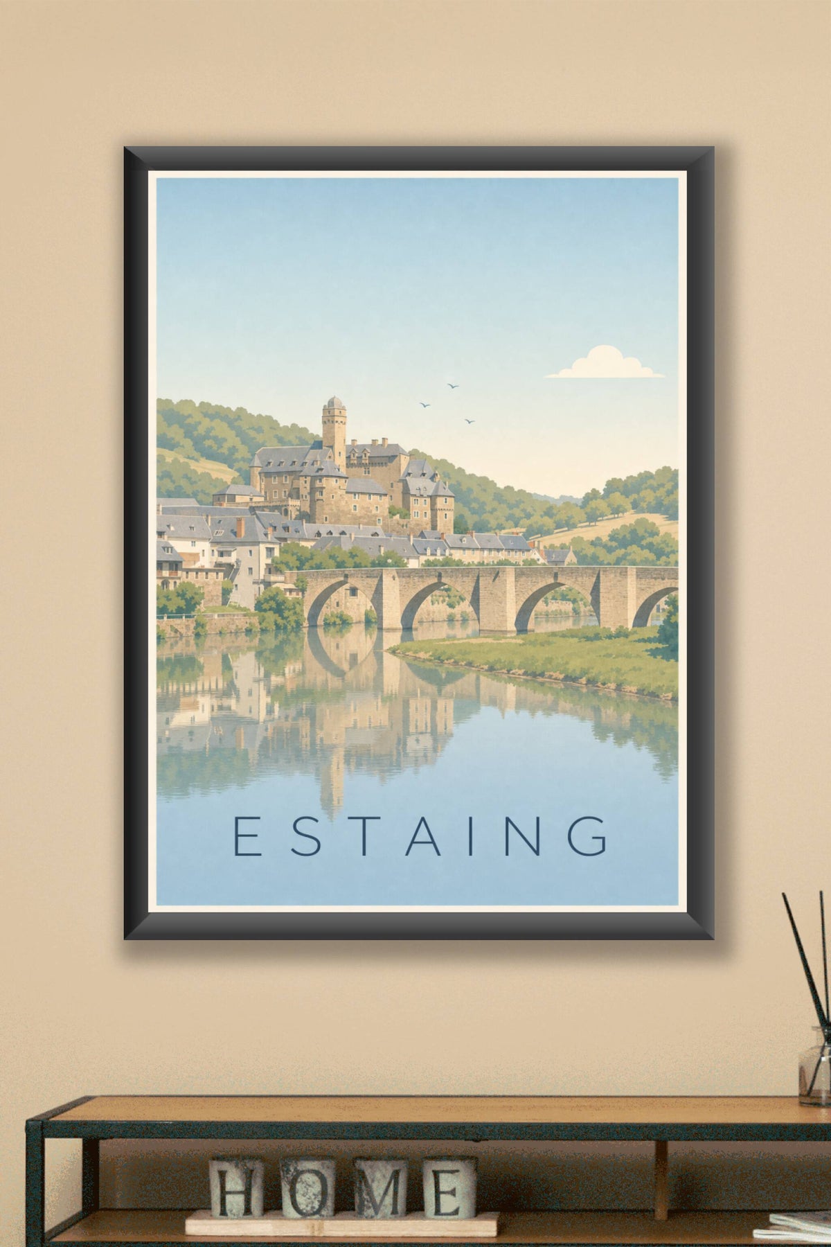 Affiche d'Estaing, poster pont médiéval