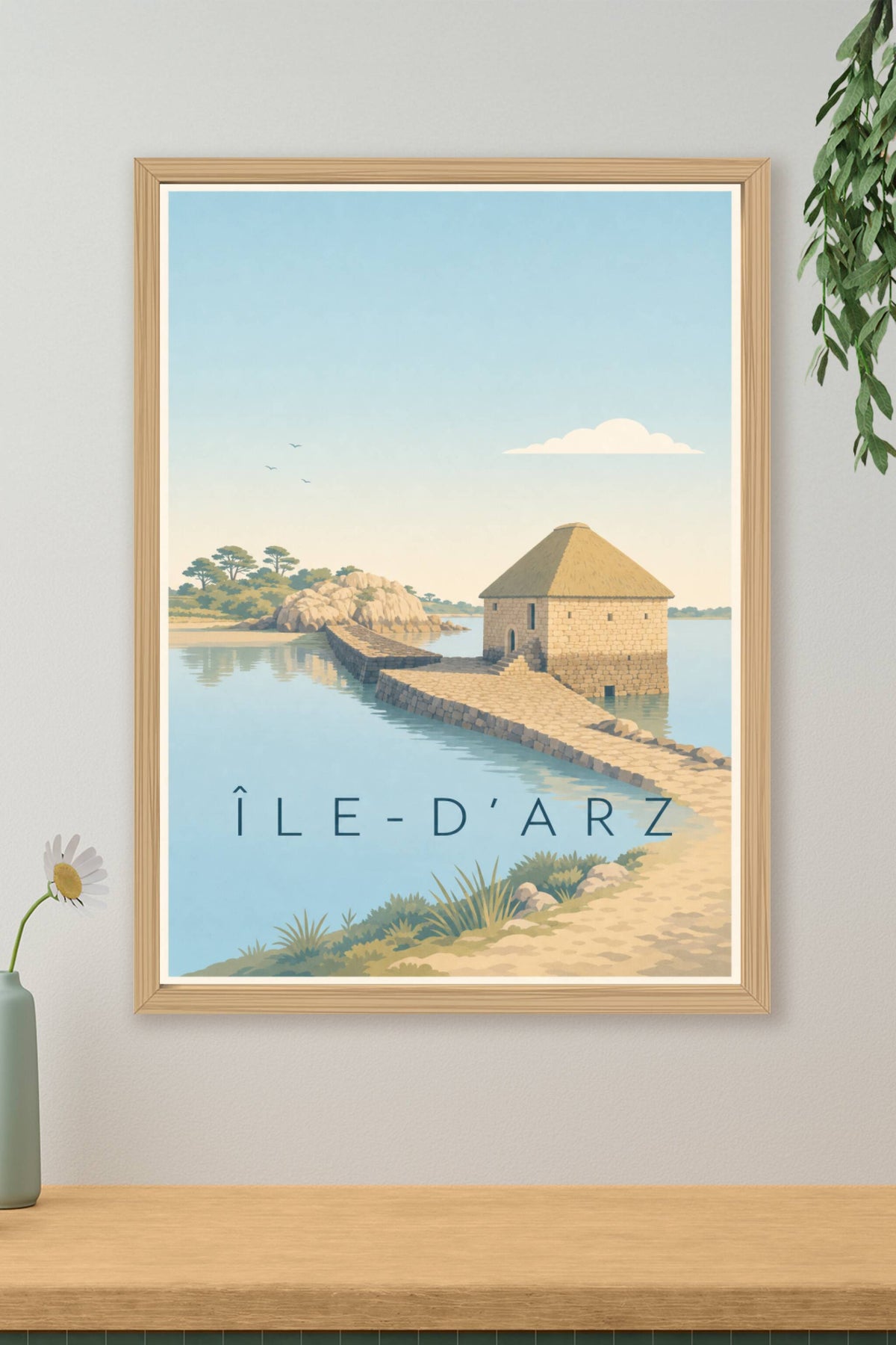 Affiche d'Île-d'Arz, poster moulin à marée du Berno