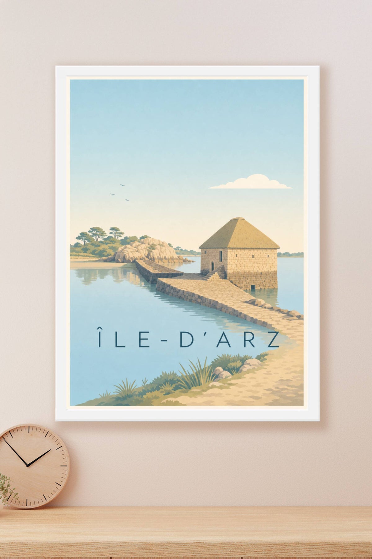 Affiche d'Île-d'Arz, poster moulin à marée du Berno