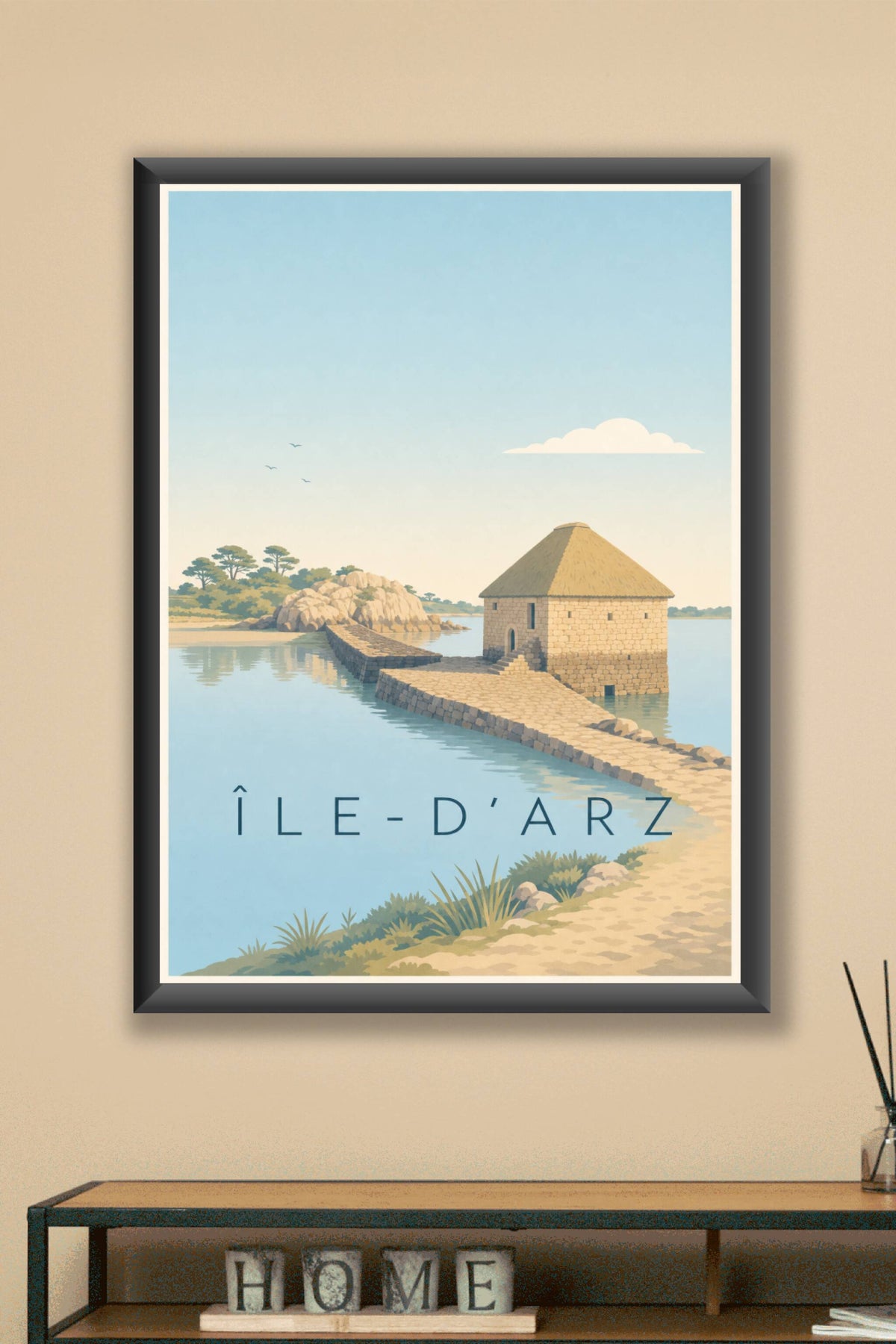 Affiche d'Île-d'Arz, poster moulin à marée du Berno
