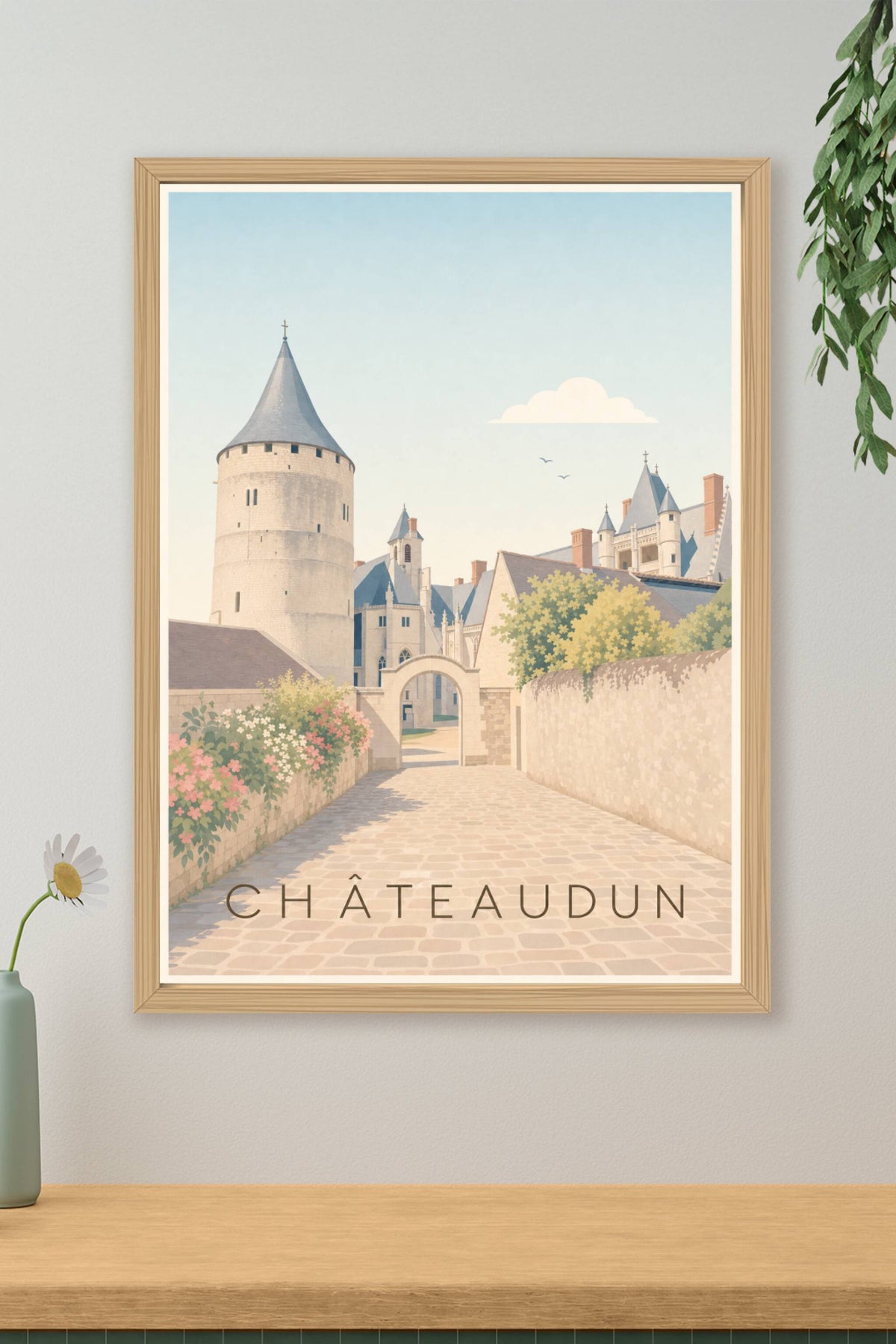 Affiche de Châteaudun, poster donjon médiéval