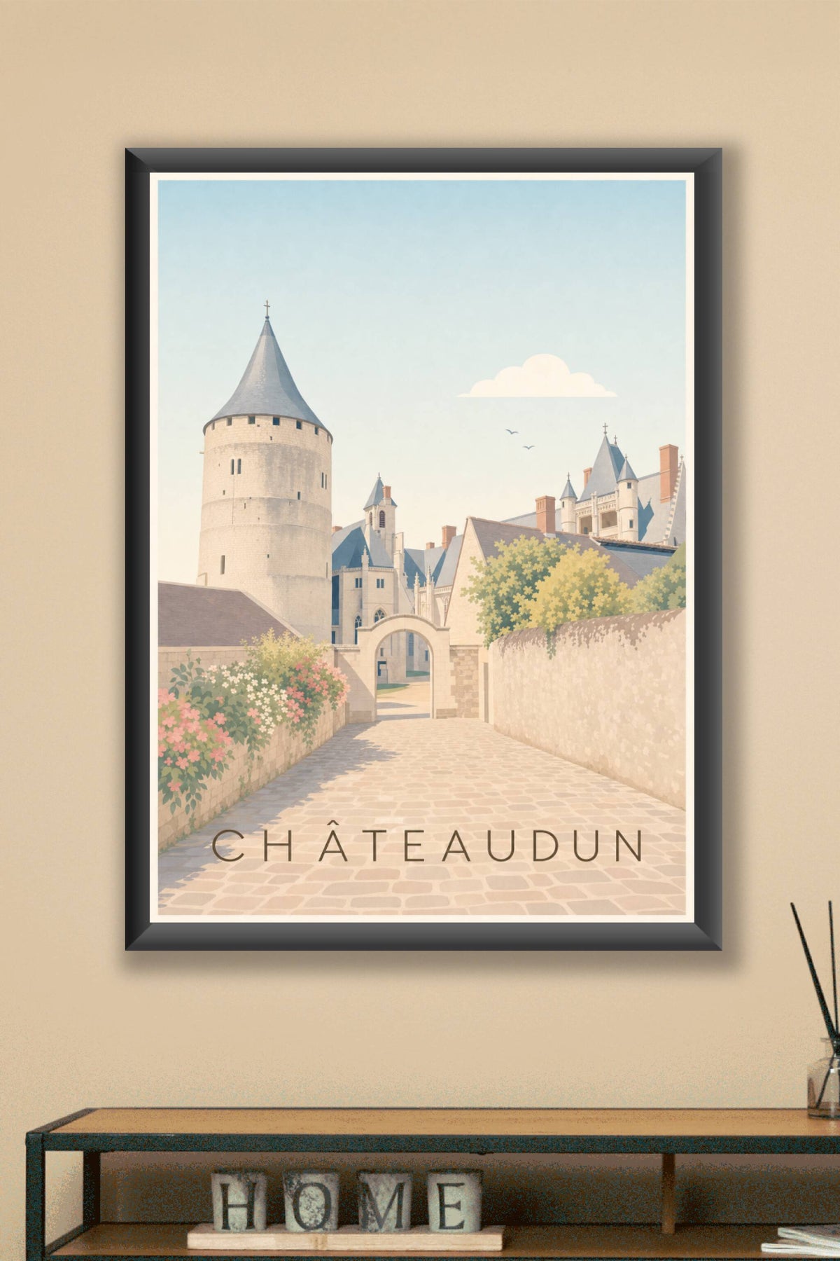 Affiche de Châteaudun, poster donjon médiéval