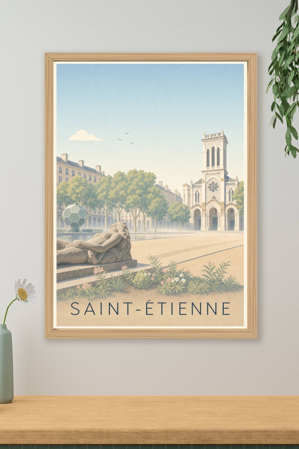 Affiche de Saint-Étienne, poster place Jean-Jaurès
