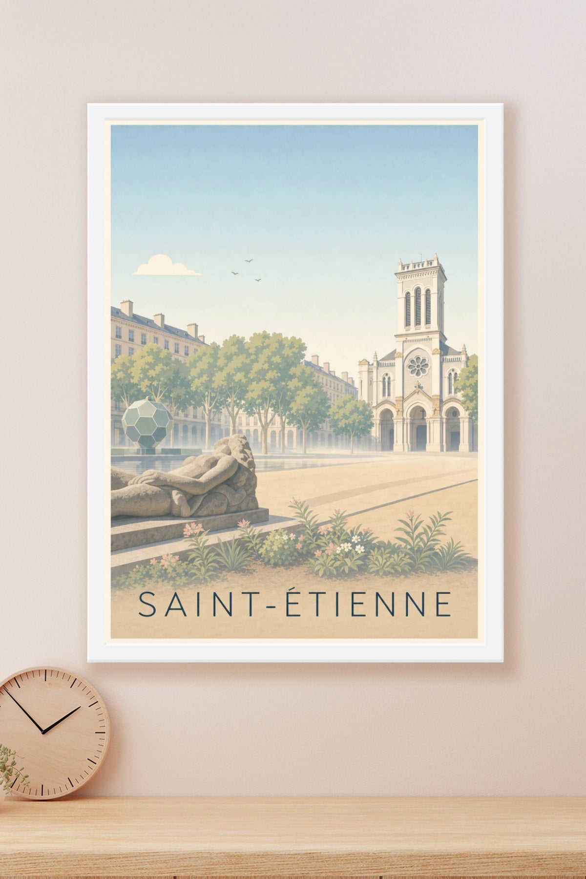 Affiche de Saint-Étienne, poster place Jean-Jaurès