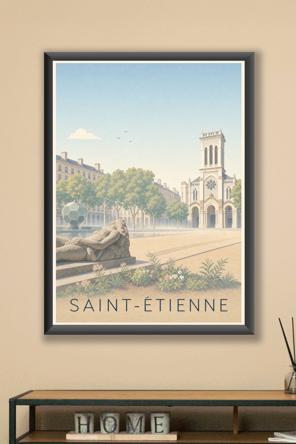 Affiche de Saint-Étienne, poster place Jean-Jaurès