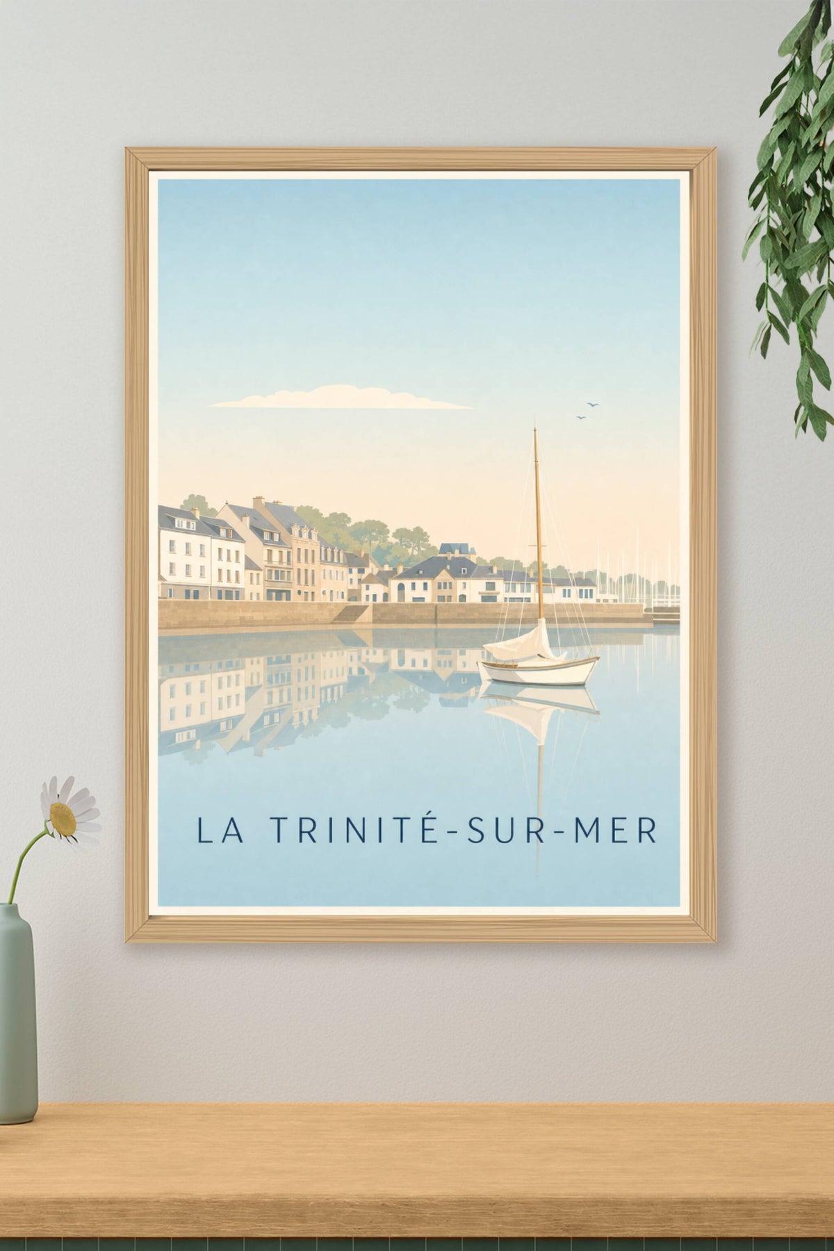 Affiche La Trinité-sur-Mer, poster voilier blanc