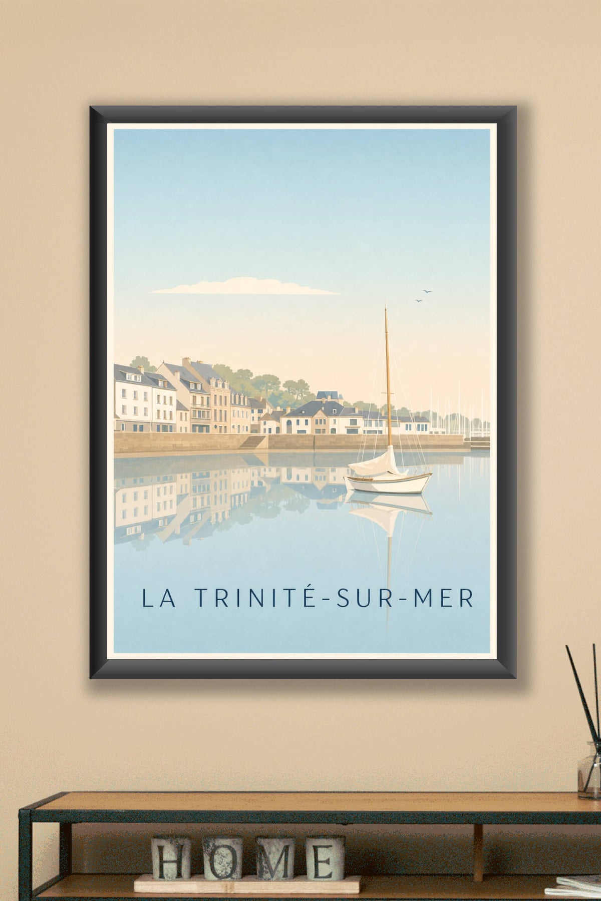 Affiche La Trinité-sur-Mer, poster voilier blanc